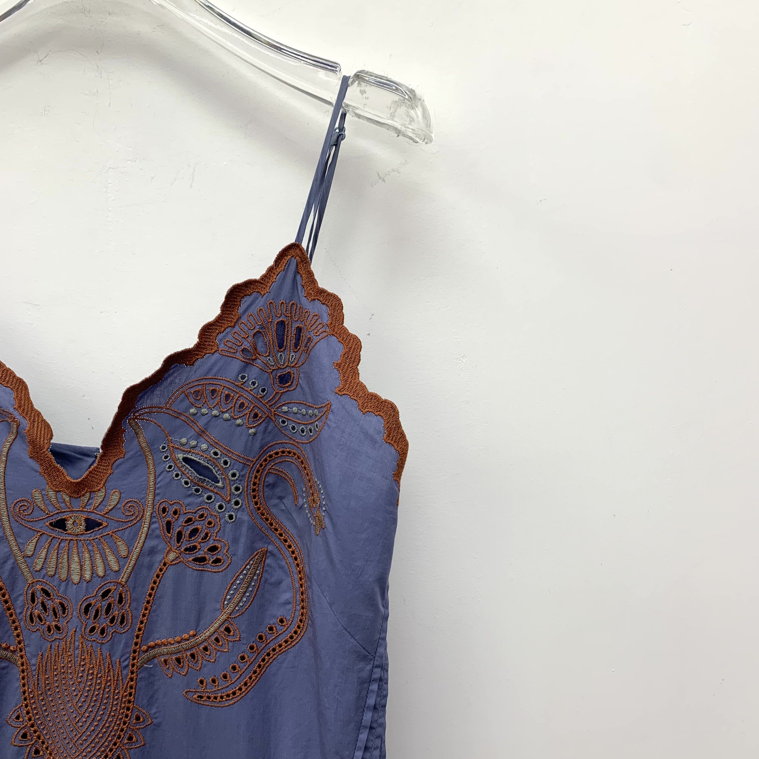 Chloe Chloe Floral Embroidered Pleated Dress Navy (XXS) Size XXS / US 00 / IT 34 - 4 Thumbnail