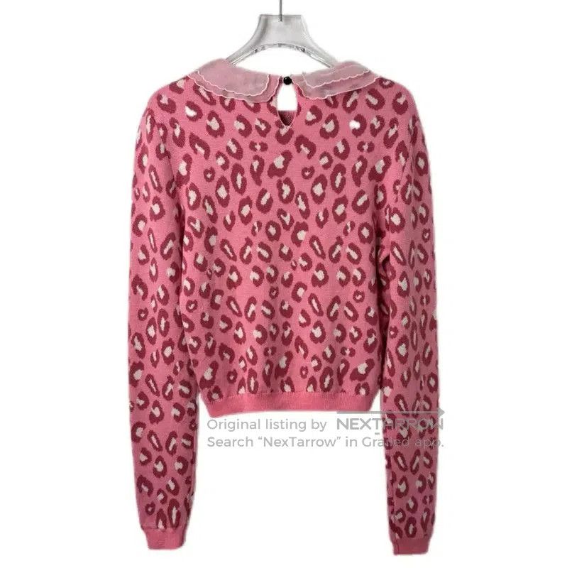 Miu Miu Miu Miu Pink Leopard Print Sweater . Size L / US 10 / IT 46 - 2 Thumbnail