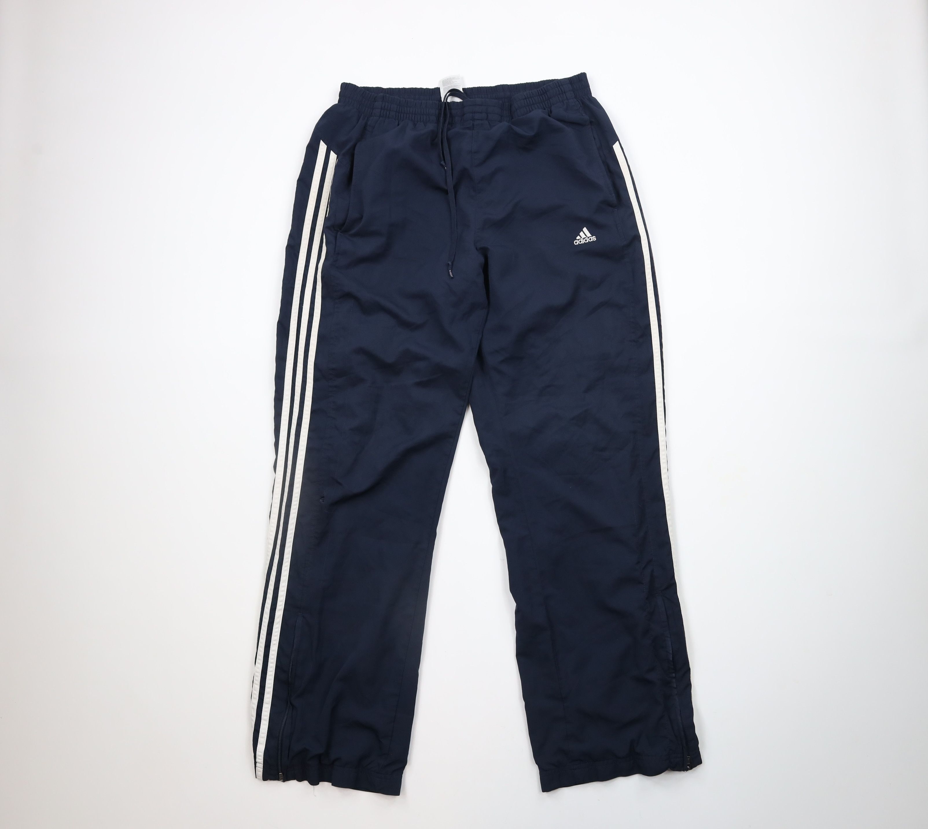 Adidas × Vintage Vintage Adidas Spell Out Striped Wide Leg Pants Navy Blue Size US 36 / EU 52 - 1 Thumbnail