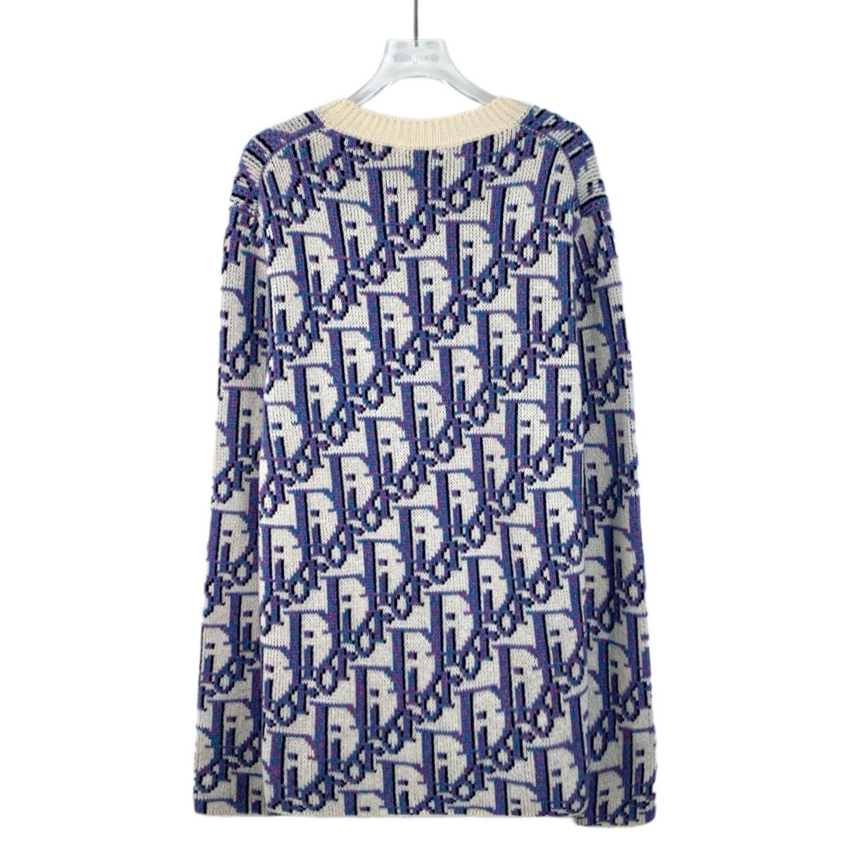 Dior Dior Blue Logo Jacquard All Over Print Wool Knit Sweater Size S / US 4 / IT 40 - 2 Thumbnail