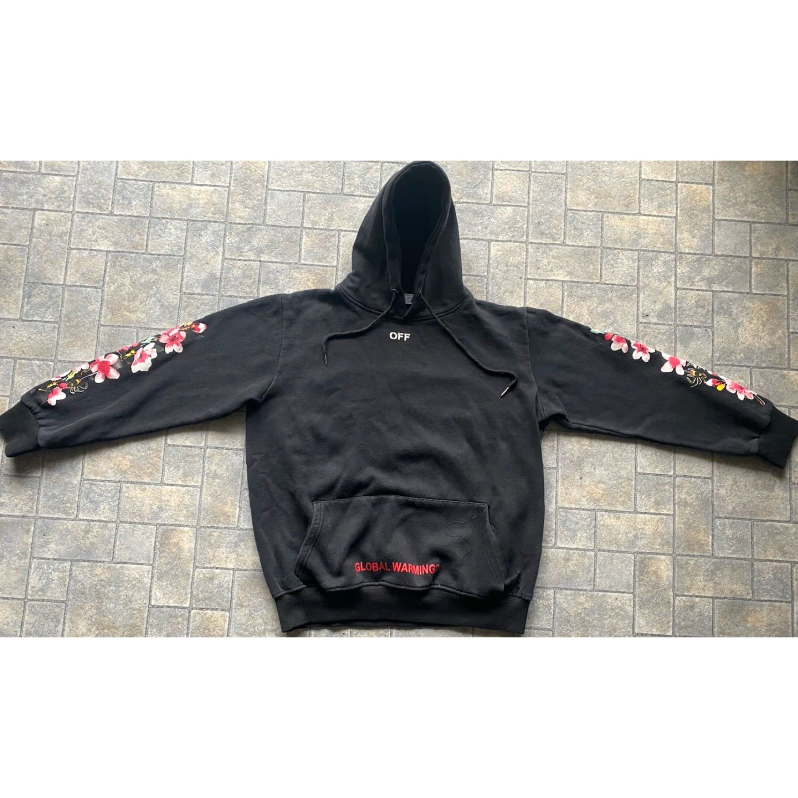 Vintage VINTAGE Off Whitthmte Hoodie Mens 2XL Pullover Black 2013 Global Warming Main Label Damaged Size US XXL / EU 58 / 5 - 2 Thumbnail