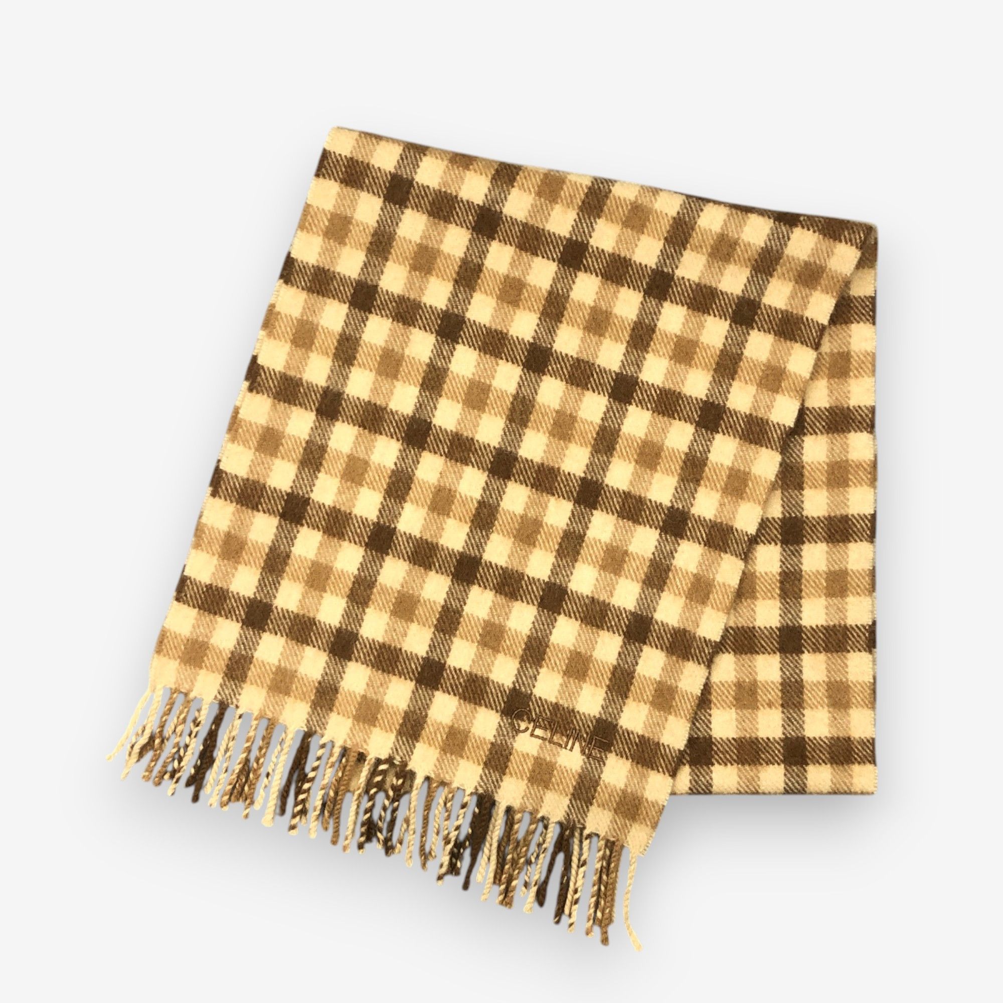 Celine Vintage Celine Scarf Muffler Wool Plaid Tartan Scarves Size ONE SIZE - 3 Thumbnail