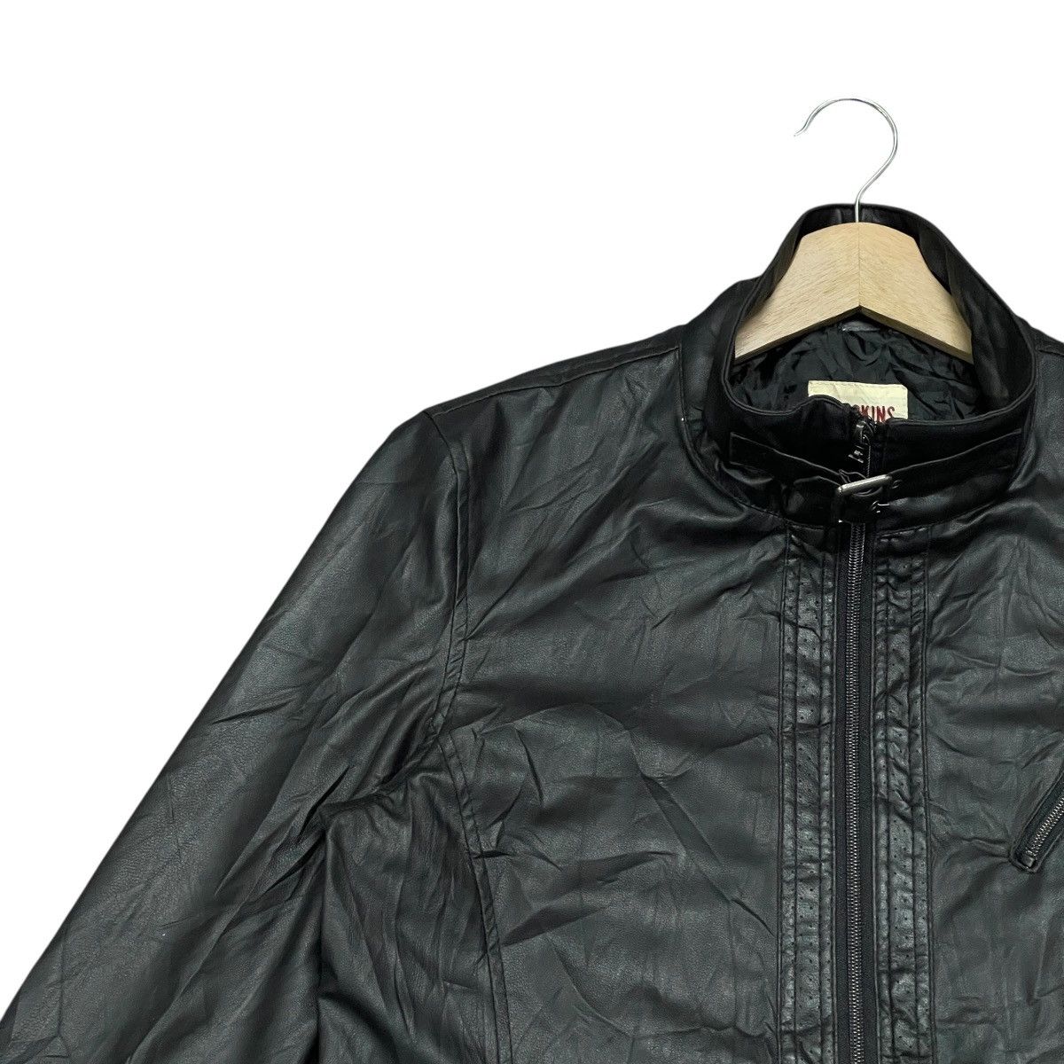 Leather Vintage Red Skins Black Cafe Racer Faux Leather Jacket Size US L / EU 52-54 / 3 - 5 Thumbnail