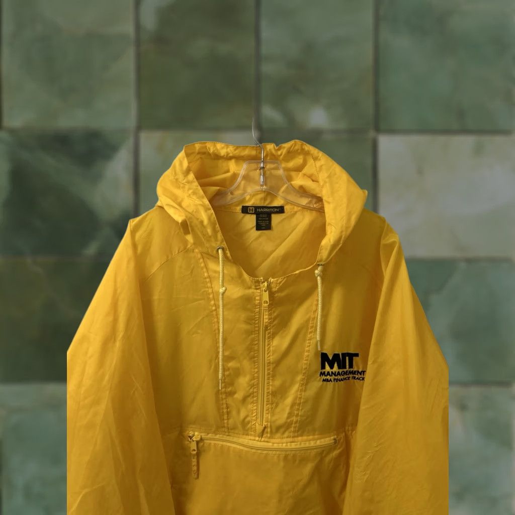 Vintage Harriton Windbreaker Jacket Mens L Yellow MIT MBA Finance Track Anorak Pullover Size US L / EU 52-54 / 3 - 1 Thumbnail