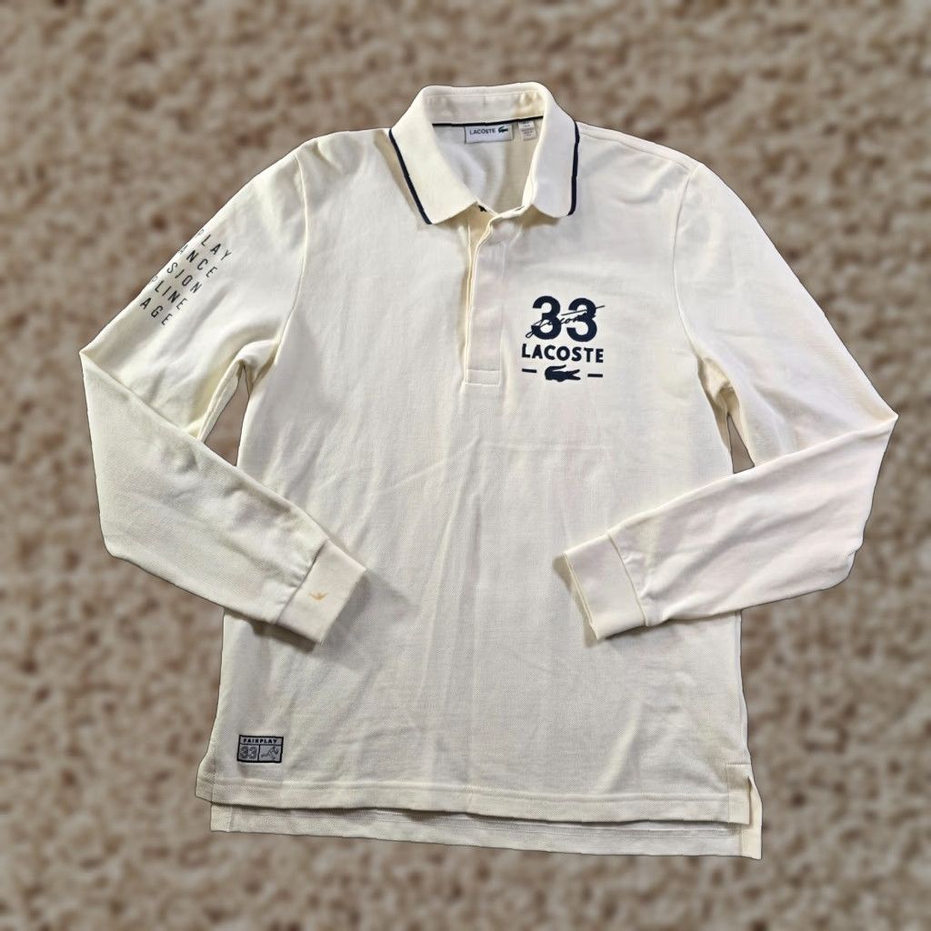 Lacoste Lacoste Polo Shirt Mens M White Long Sleeve Rugby Logo Casual Capsule – Classic Preppy, All Seasons, Regular fit Size US M / EU 48-50 / 2 - 1 Thumbnail