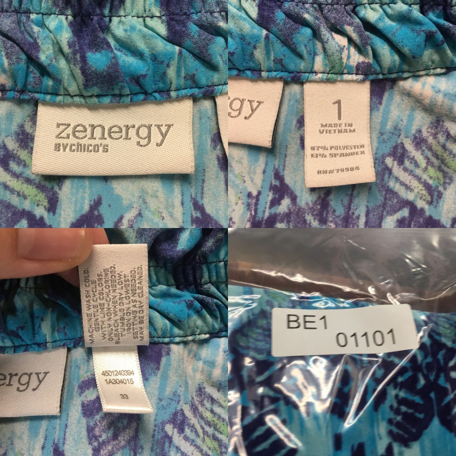 Vintage Chico's Zenergy Jacket Womens Blue Ikat Zip Up Stretch Pockets 3/4 Sleeves Cardigan Style Casual Overall Fit Regular Mens? Size XS / US 0-2 / IT 36-38 - 9 Thumbnail
