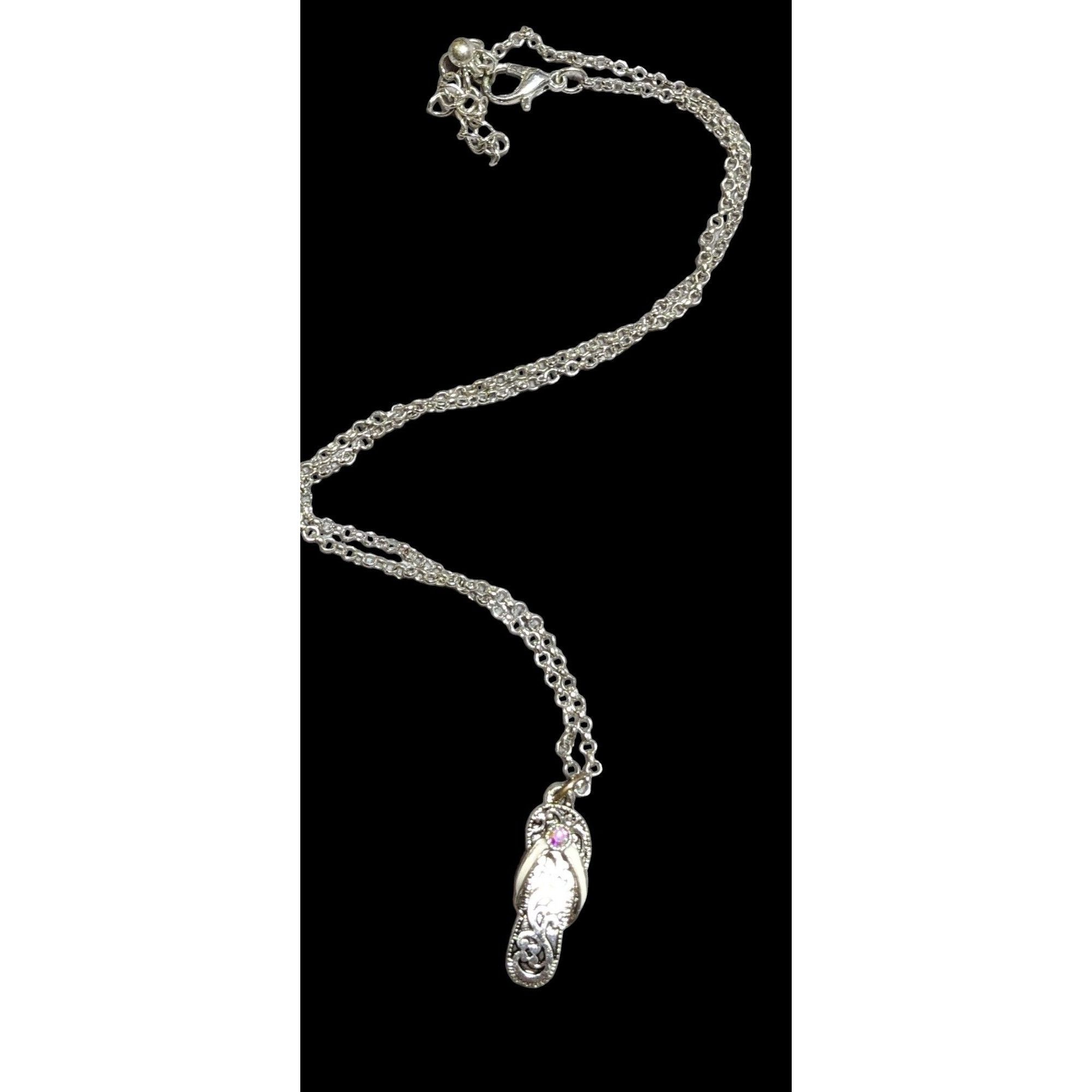 Other Silver Rhinestone Sandal Necklace Size ONE SIZE - 4 Thumbnail