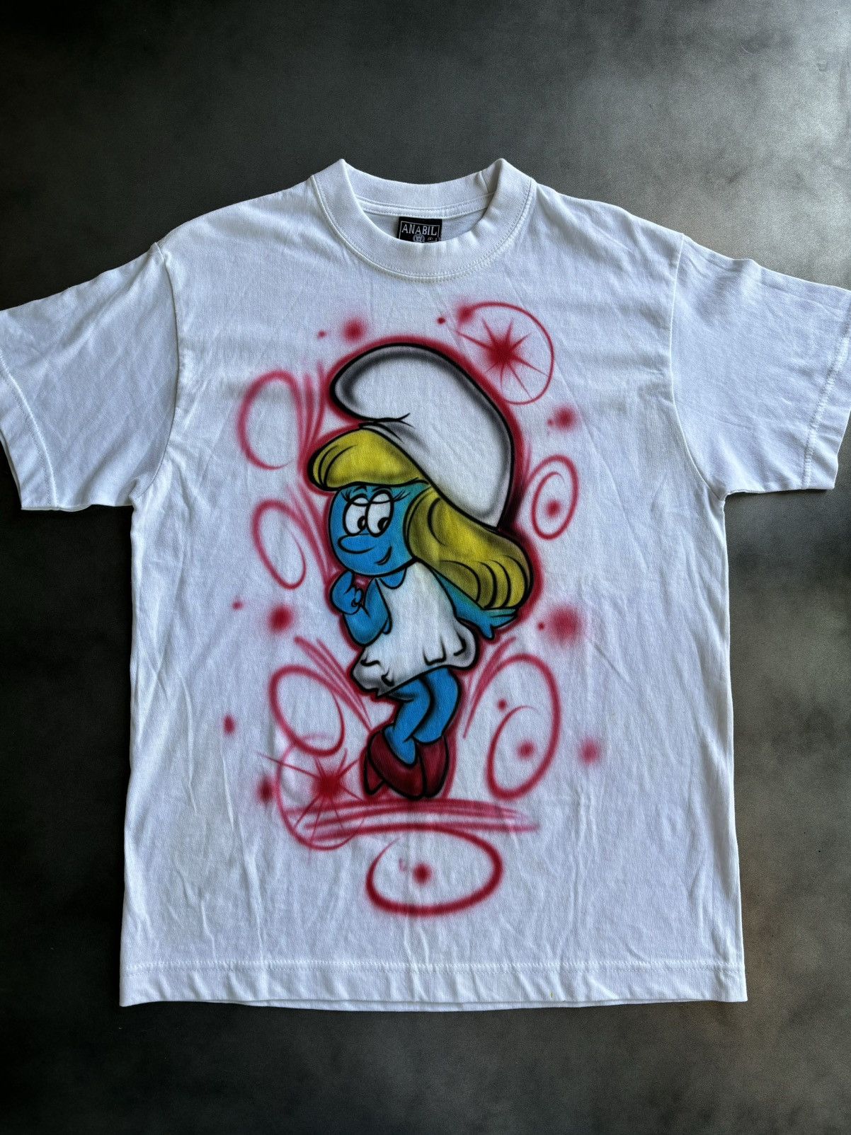 Y2K Airbrush Tee Vintage Smurfs Air Brush Paint 2000s Anime