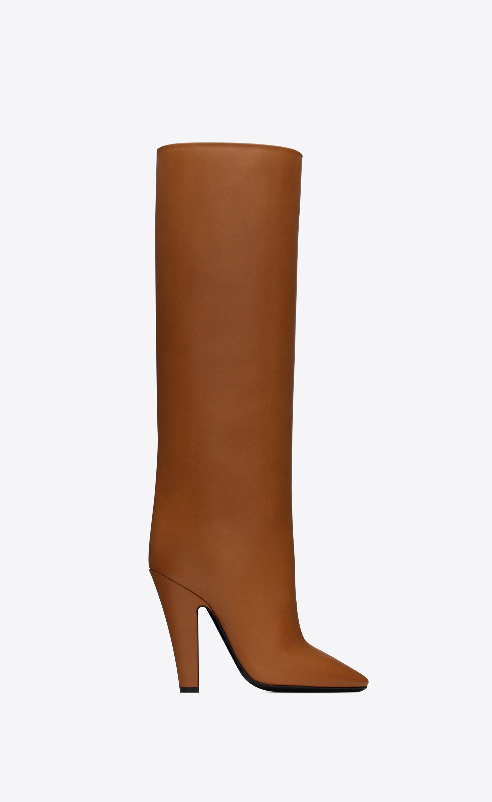Saint Laurent Paris o1bcso1str0125 68 Tube Boots In Smooth Leather in Brown Size US 7 / IT 37 - 1 Thumbnail