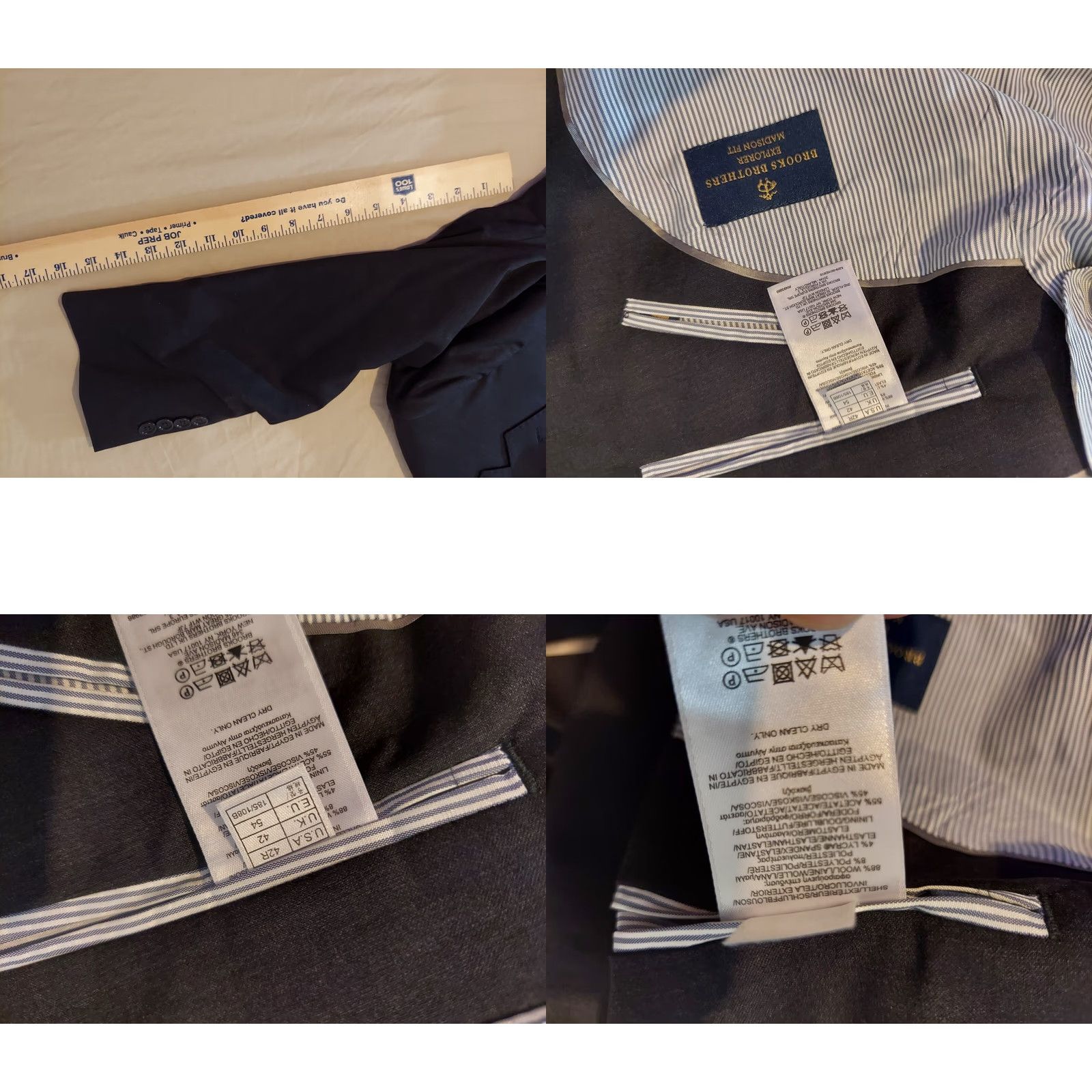 Brooks Brothers Mens Brooks Brothers Wool Suit 2 Piece 42R Gray Jacket Blazer Pants Men Regular Wool Gris Size 42R - 8 Thumbnail