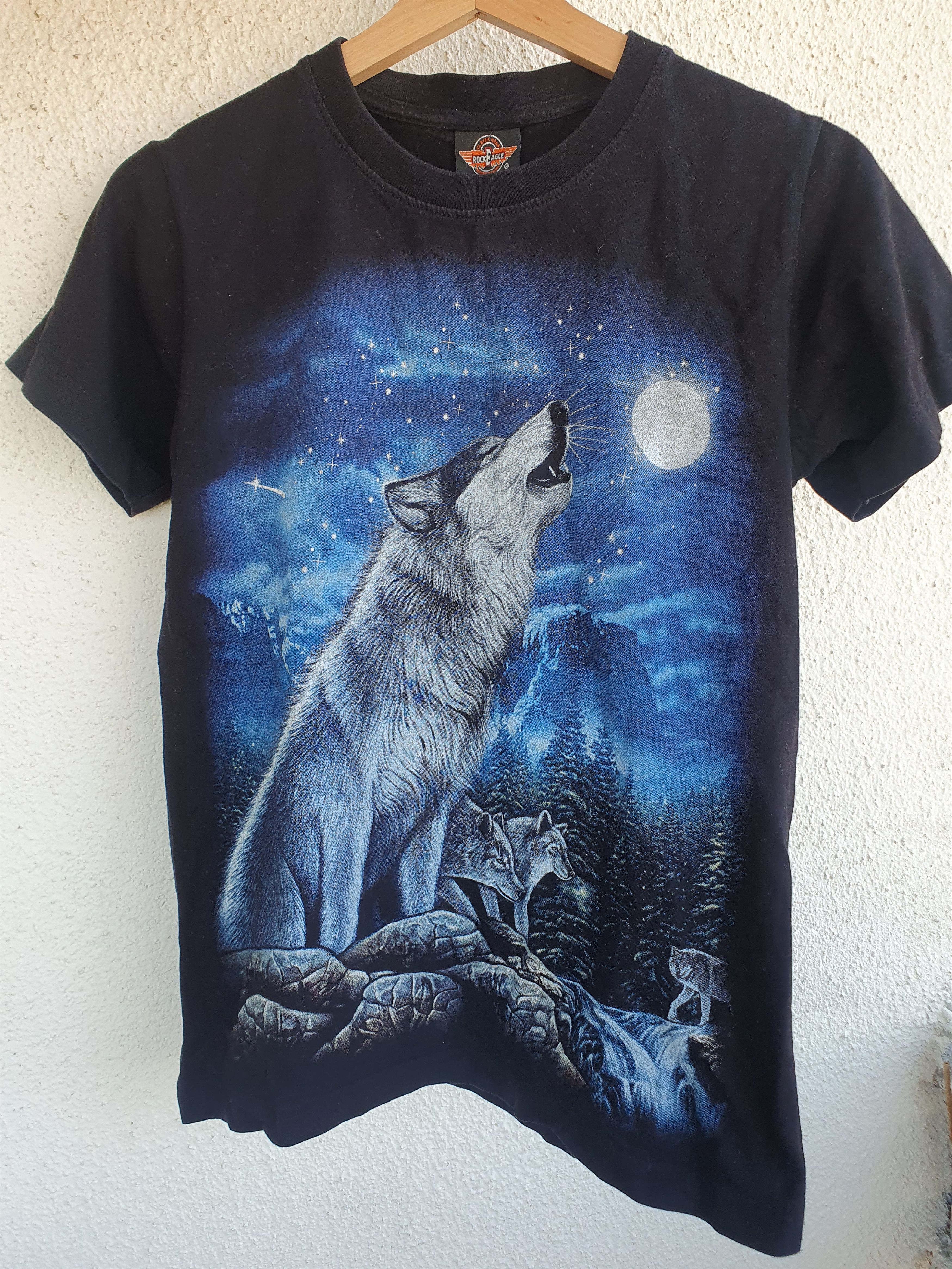 Vintage Howling Wolf Rock Eagle Vtg Single Stitch Double Sided tee S Size S / US 4 / IT 40 - 5 Thumbnail