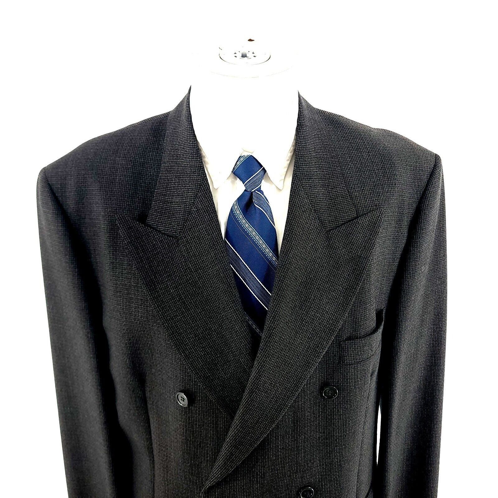 Bachrach Bachrach Worsted Wool Double Breasted Blazer Gray Green Blac Size 42R - 1 Thumbnail