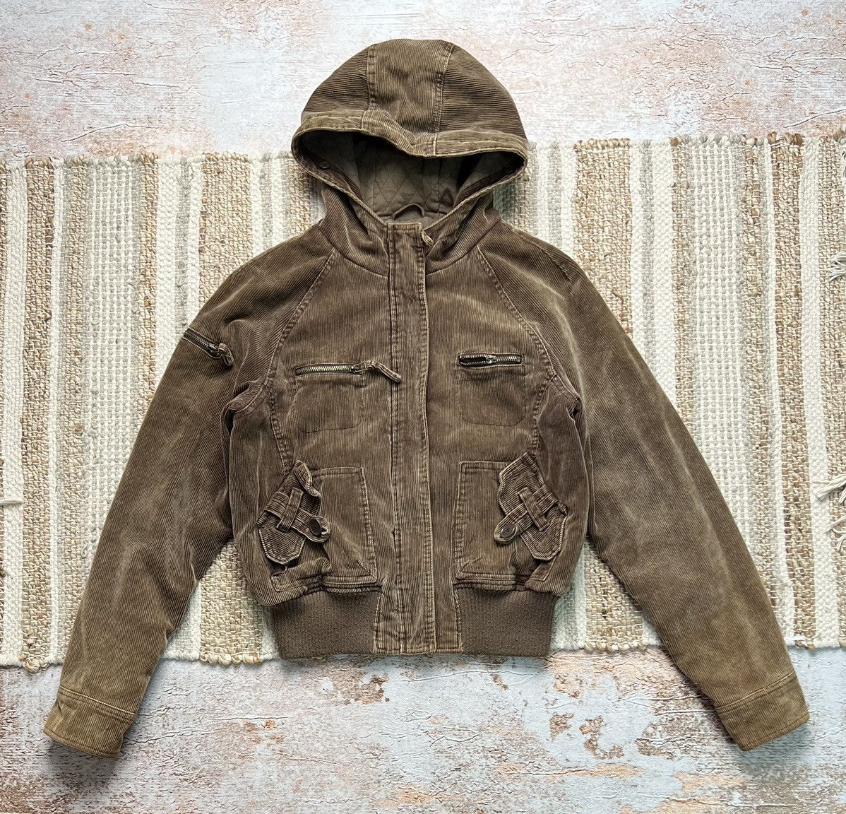 image of 20471120 x Vintage Japanese Washed Cord Cropped Jacket in Brown, Women's (Size Small)