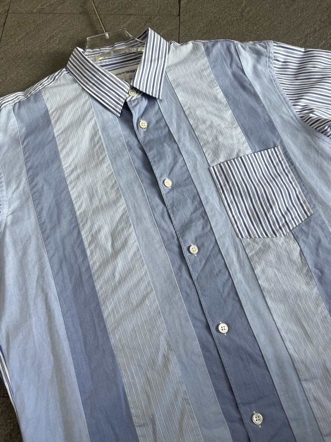 Comme des Garcons Comme des Garçons blue and white patchwork striped shirt Size US M / EU 48-50 / 2 - 3 Thumbnail