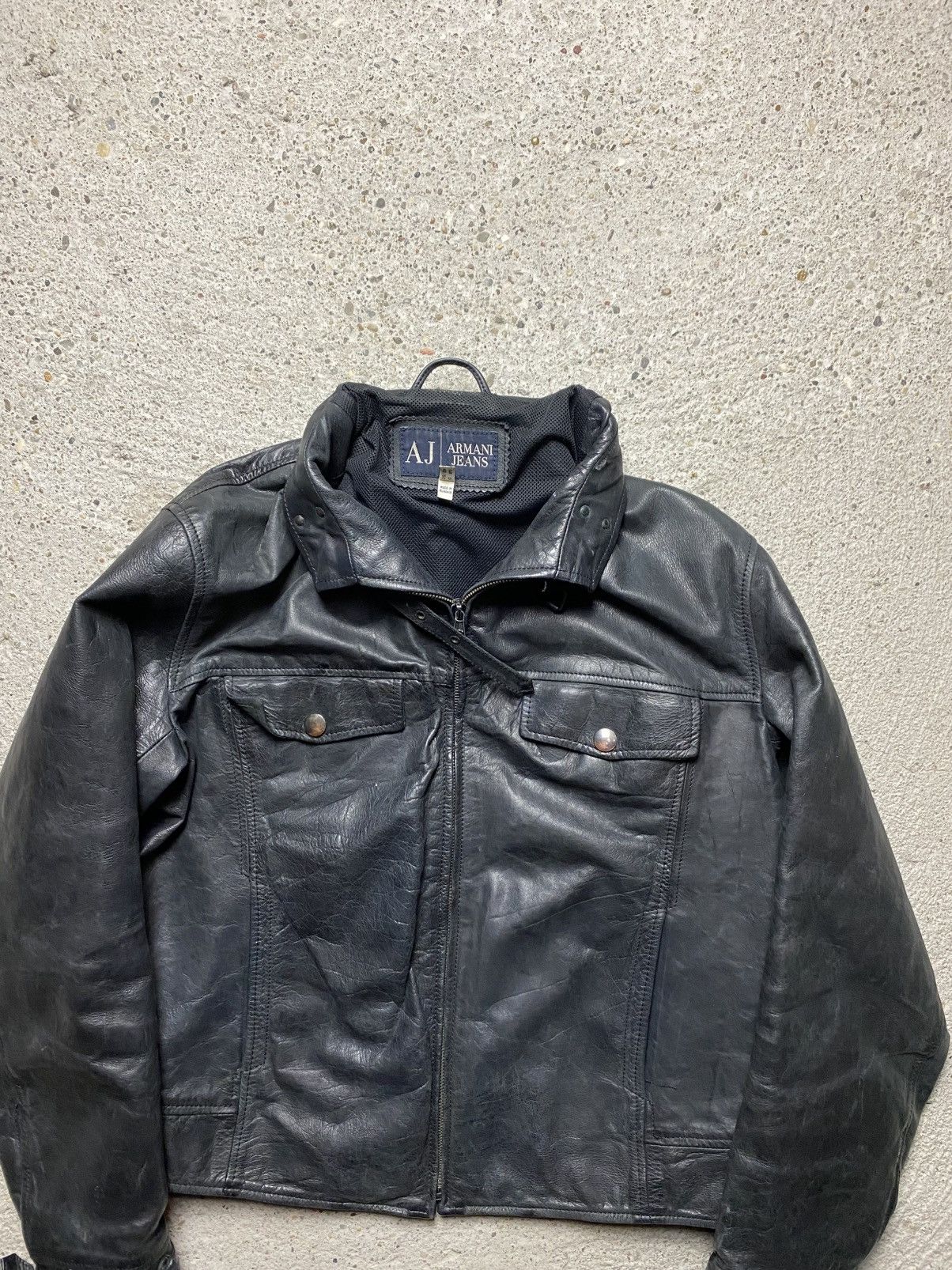Armani jeans leather jacket vintage avantgarde archive retro