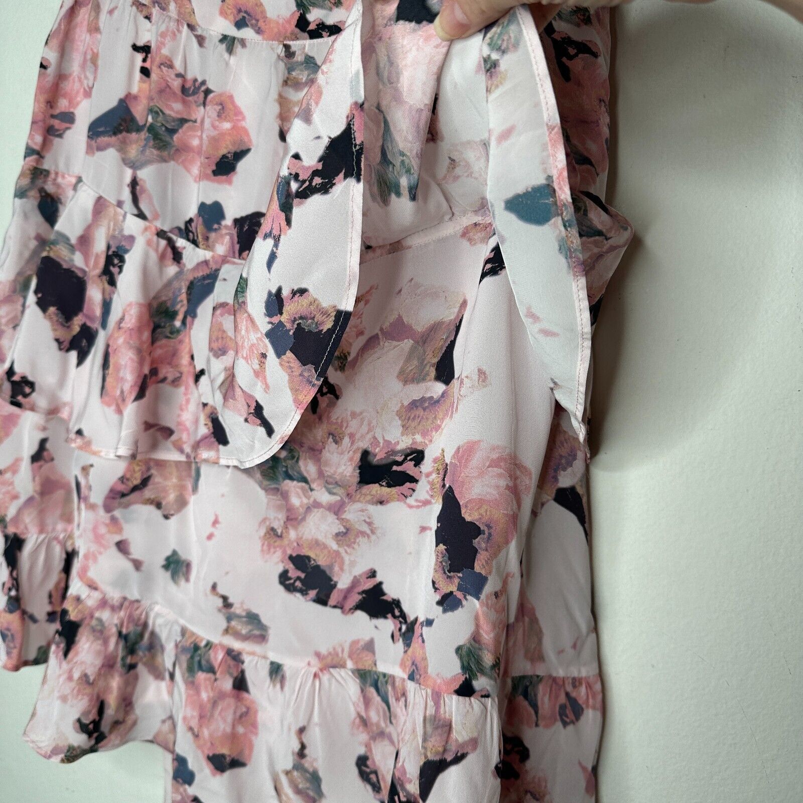 Iro Iro Floral Pink Abstract Wrap Layered Ruffled Mini Skirt 40 Size 34" / US 12 / IT 48 - 9 Thumbnail