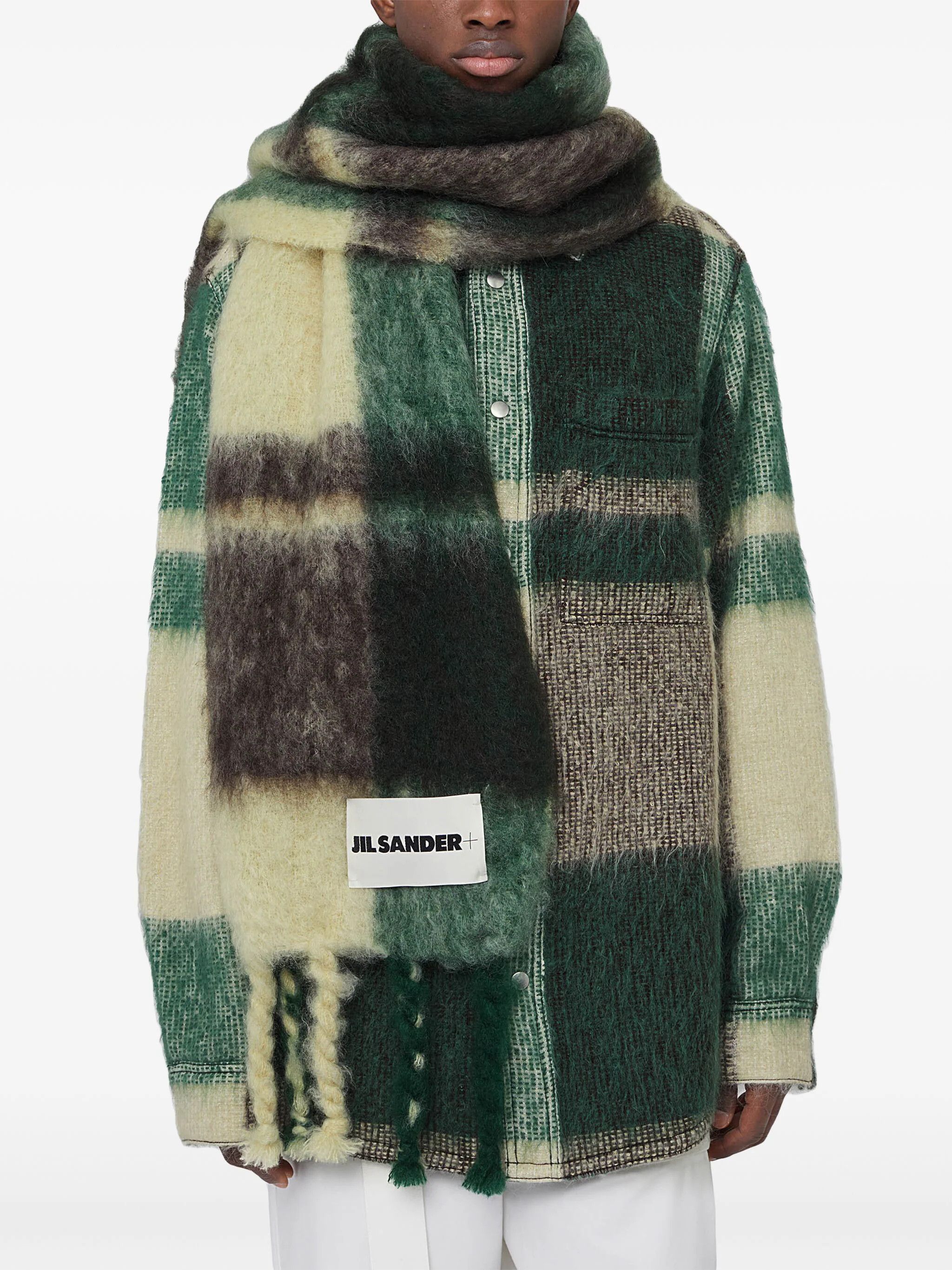 Jil Sander o1s22i1n1024 Size: OS / Plaid Mohair Scarf in Multicolor Size ONE SIZE - 3 Thumbnail