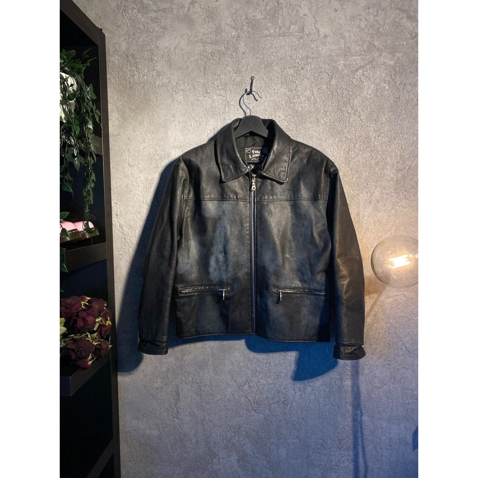 Pre-owned Leather Vintage Black Distressed  Jacket Boxy Y2k Runw