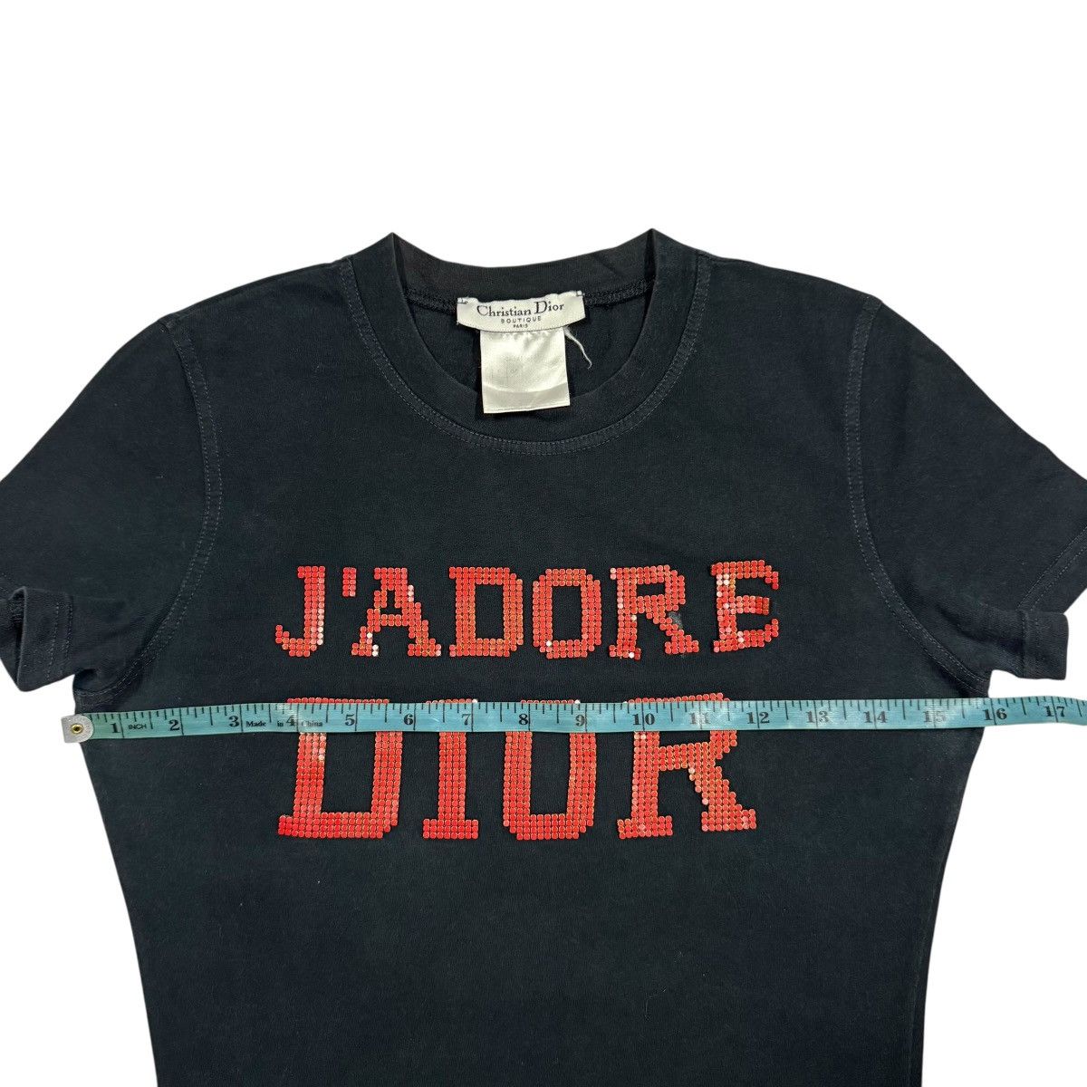 Dior Vtg🔥2003 Christian Dior J’ADORE Big Logo Red Black Studs Tee Size XS / US 0-2 / IT 36-38 - 16 Thumbnail