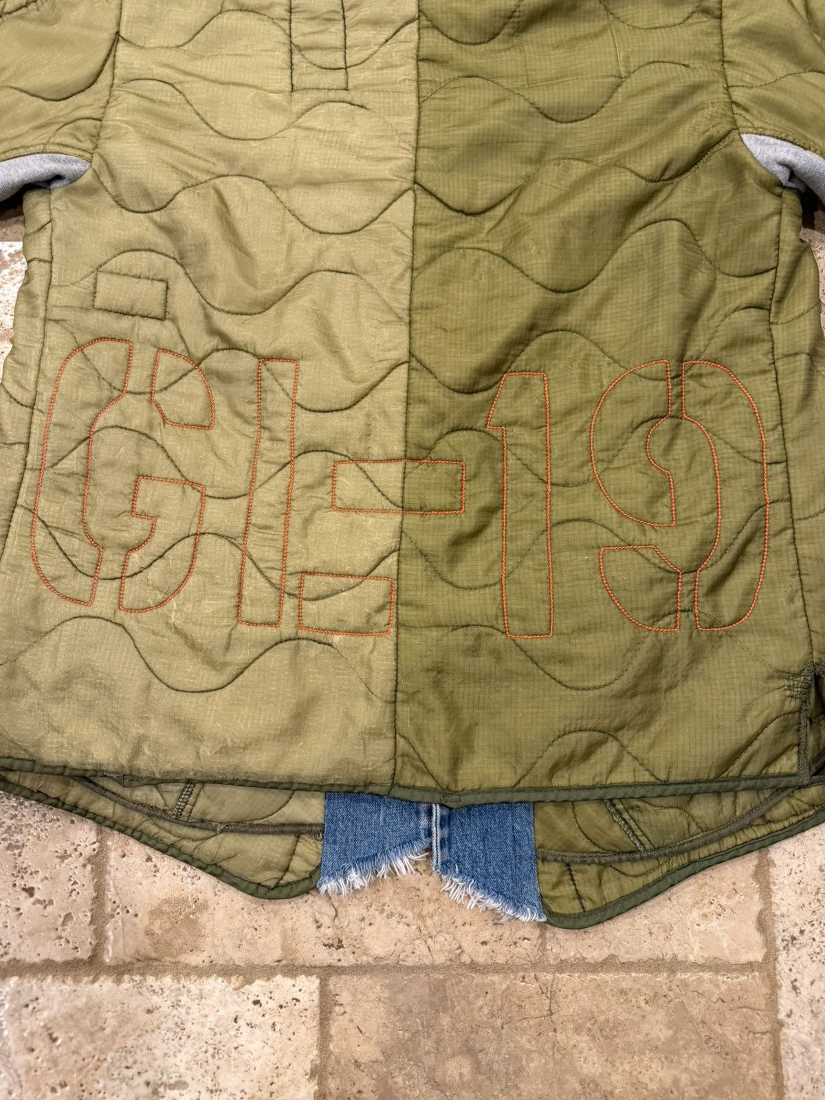 Greg Lauren Greg Lauren Kimono Green Quilt / Blue Denim Distress Jacket Size US L / EU 52-54 / 3 - 15 Thumbnail