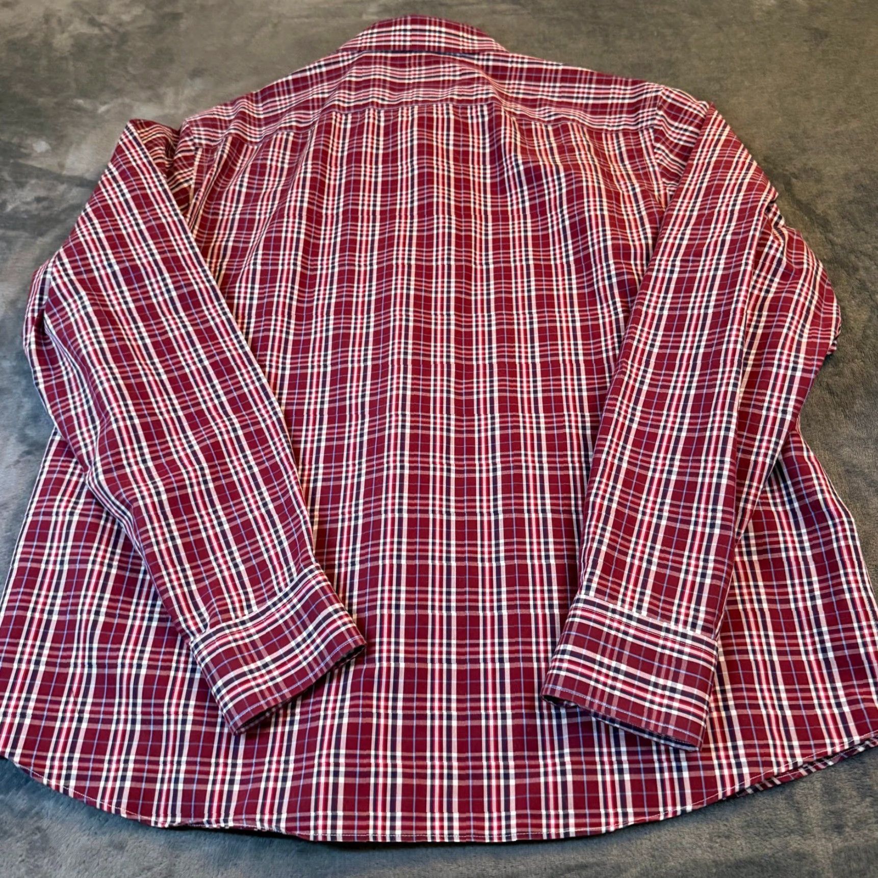 UNTUCKit UNTUCKit Button-Down Shirt Plaid Relaxed Fit Mens XL Burgundy Navy White Wrinkle Free Easy Care Collared Long Sleeve Casual Workwear" Size US XL / EU 56 / 4 - 4 Thumbnail