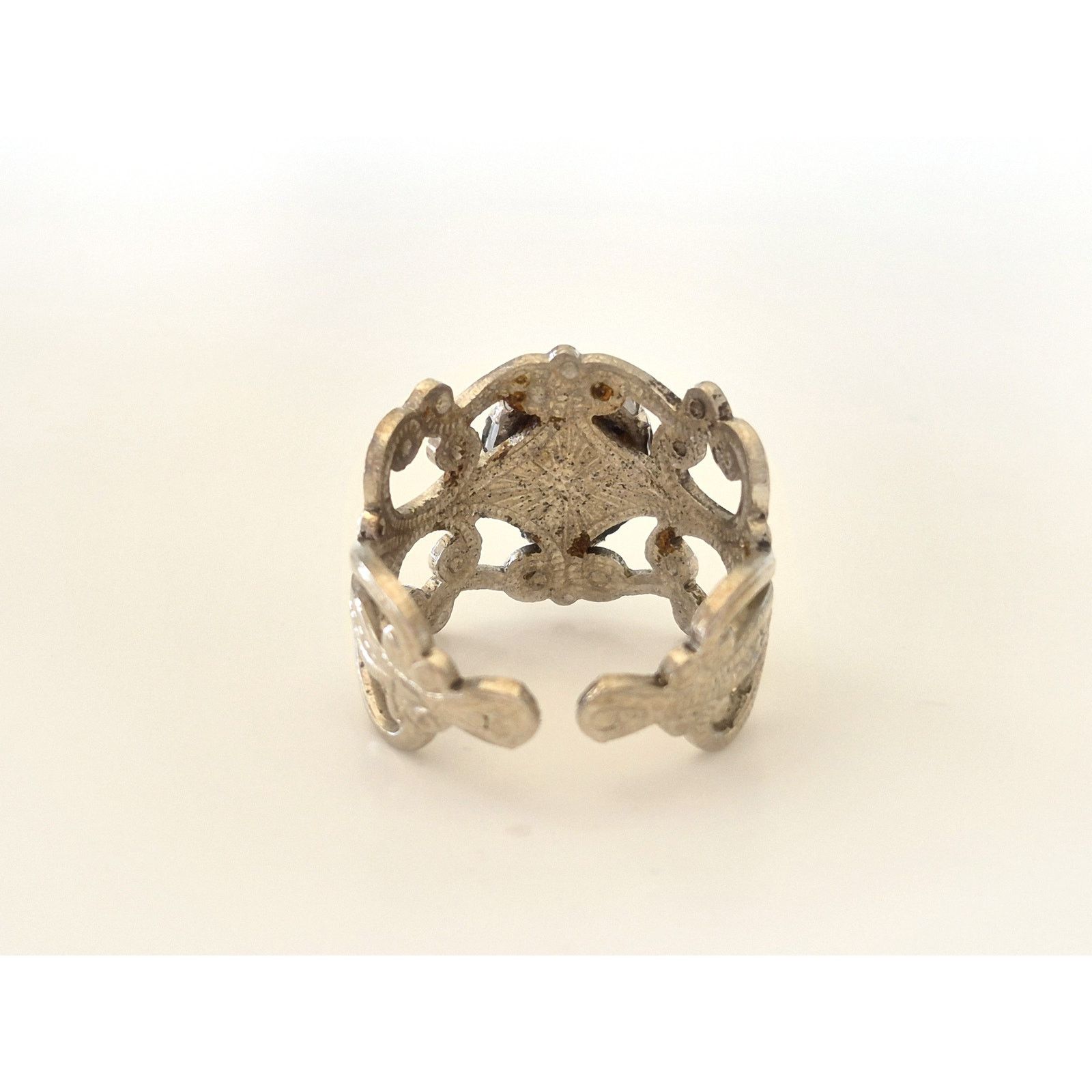 Other Vintage Blue Lace Agate Silver tone Filigree Ring Size ONE SIZE - 4 Thumbnail