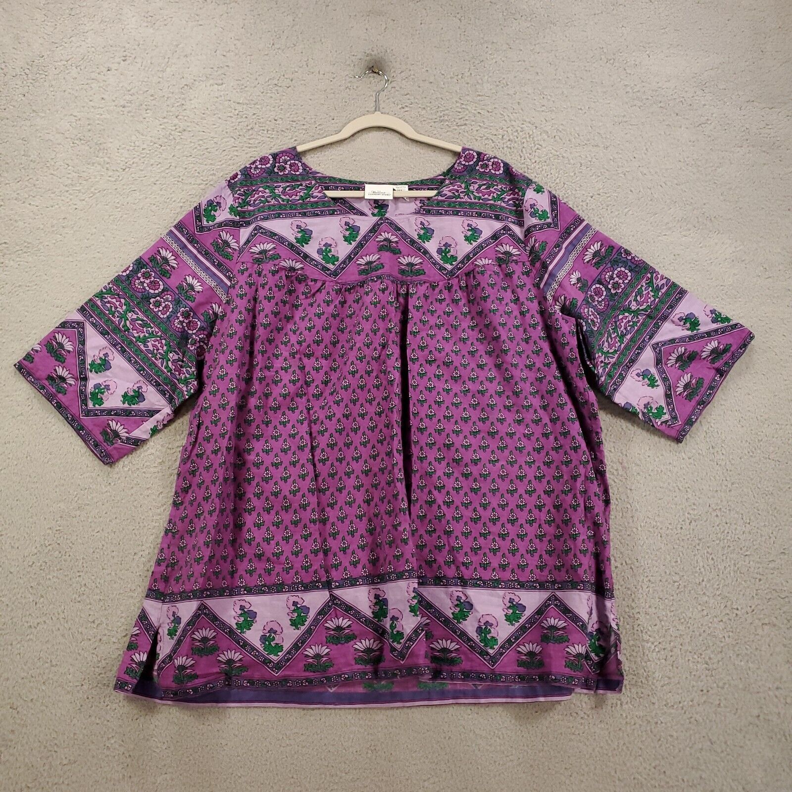 Vintage The Vermont Country Store Tunic Womens 3X Purple Flroal Boho ...