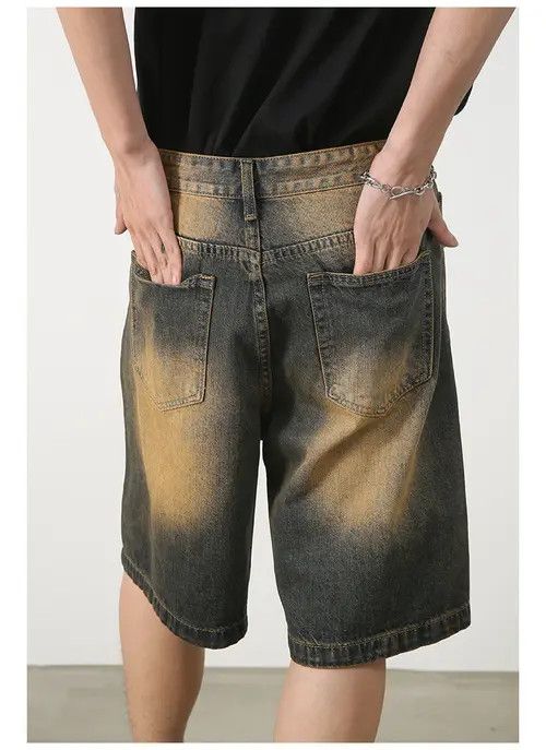 Japanese Brand VIBE Men's trendy distressed loose casual denim shorts Size US 32 / EU 48 - 5 Thumbnail