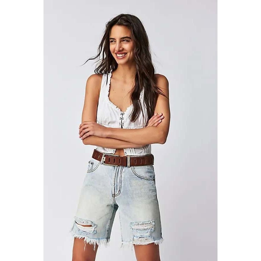 Free People × One Teaspoon New Jackson Mid-Waist Shorts $108 SIZE 26 Kansas Blue Size 26" / US 2 / IT 38 - 1 Thumbnail