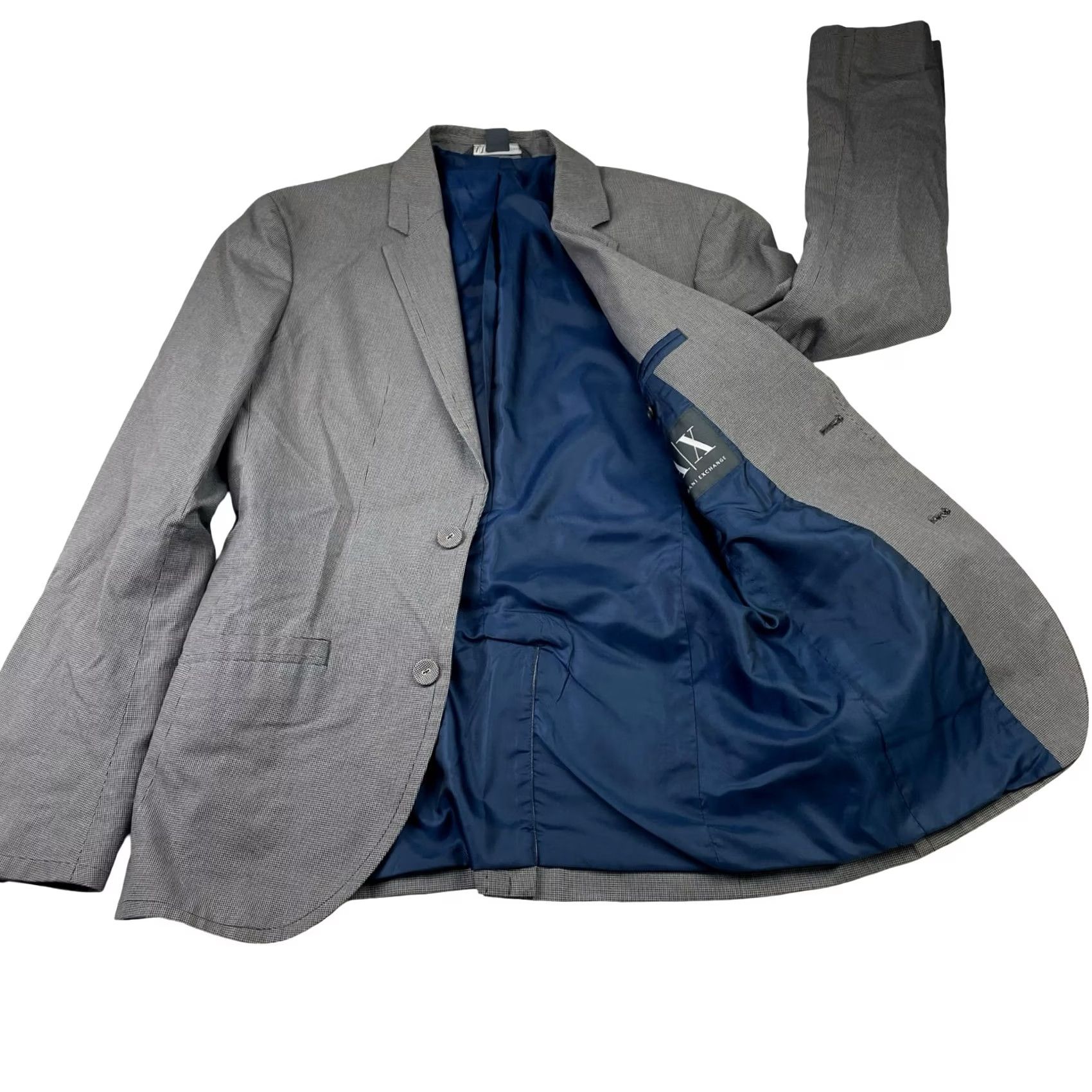 Armani Exchange Armani Exchange Blazer Men's Slim Fit Gray Micro-Houndstooth Cotton 36R Size 36R - 3 Thumbnail