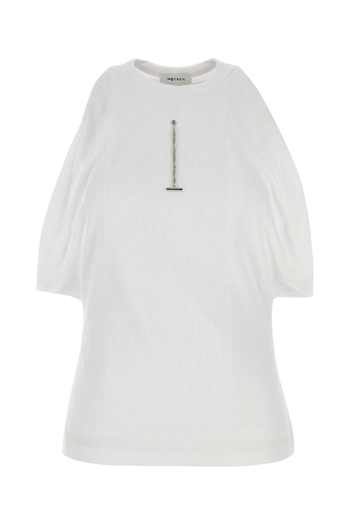 Alexander McQueen White Stretch Cotton Top Size S / US 4 / IT 40 - 1 Thumbnail