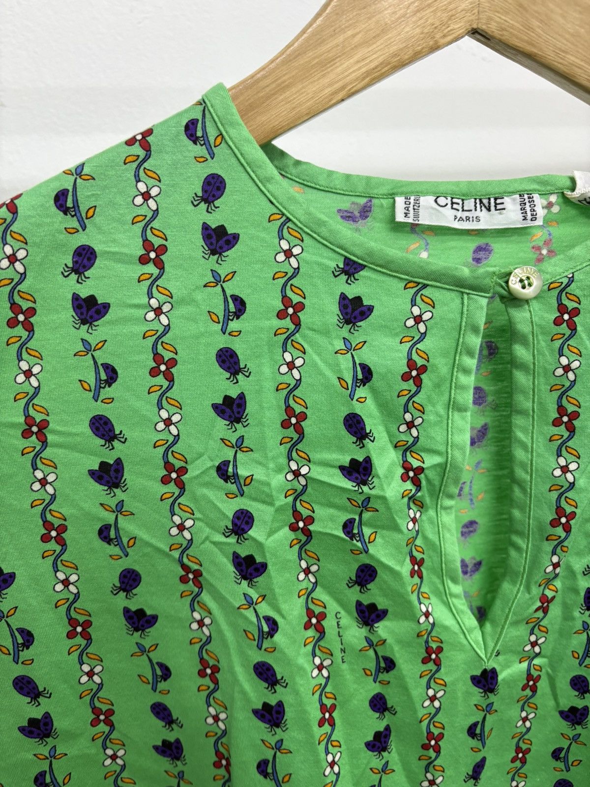 Vintage 70's Celine Monogram Logo Blouse Shirt