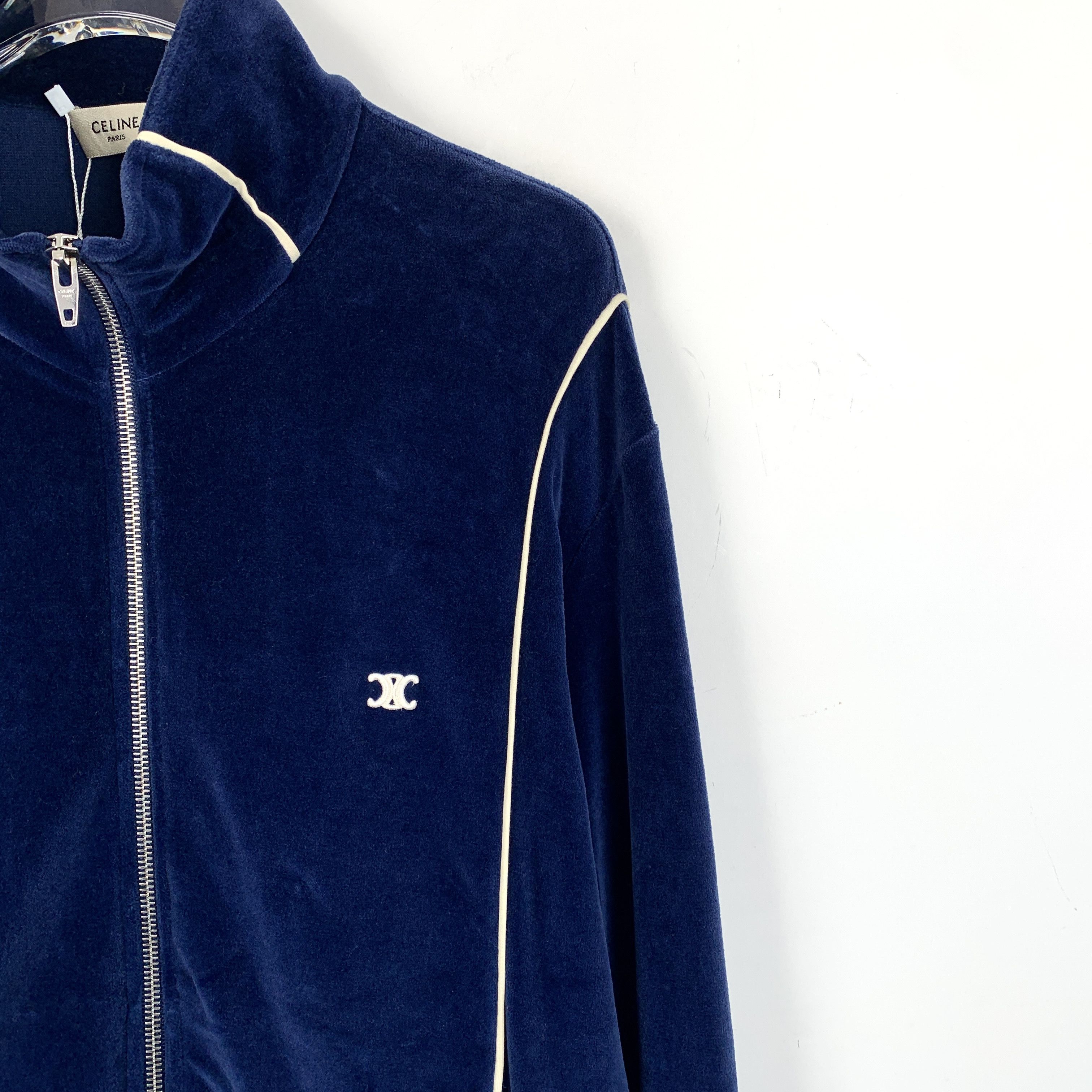 Celine Celine Navy Embroidered Cotton Zip-Up Jacket (Size M) Size M / US 6-8 / IT 42-44 - 6 Thumbnail