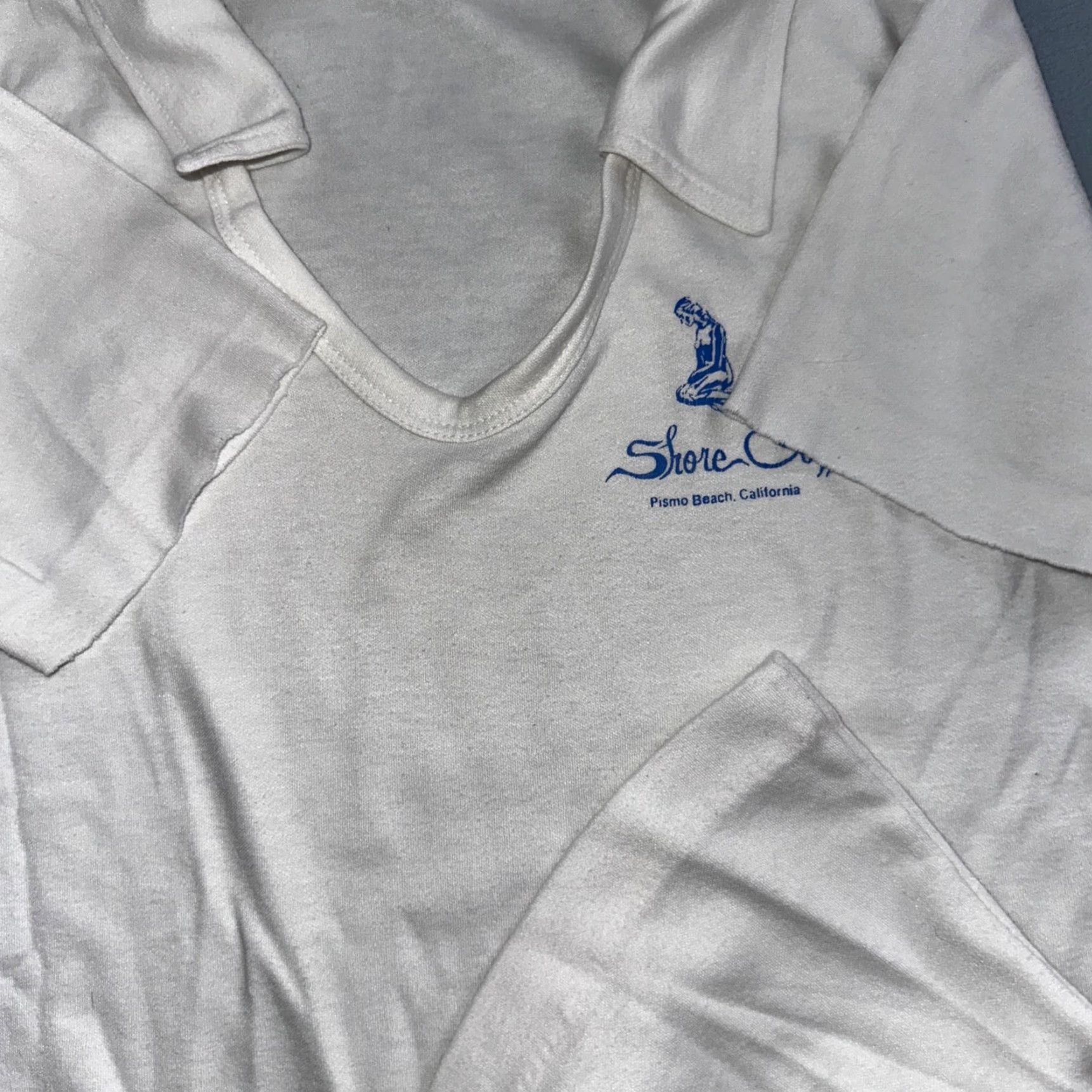 Vintage VINTAGE Shore Cliff Pismo Beach California VTG T Shirt 70s USA Womens Basic Polo White Size L / US 10 / IT 46 - 5 Thumbnail