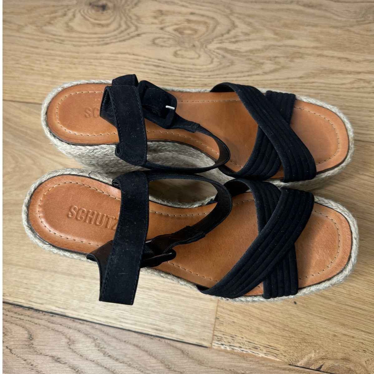 SCHUTZ NEW Schutz Blisse Nubuck Black Chunky Platform Sandal Size US 9.5 / IT 39.5 - 9 Thumbnail