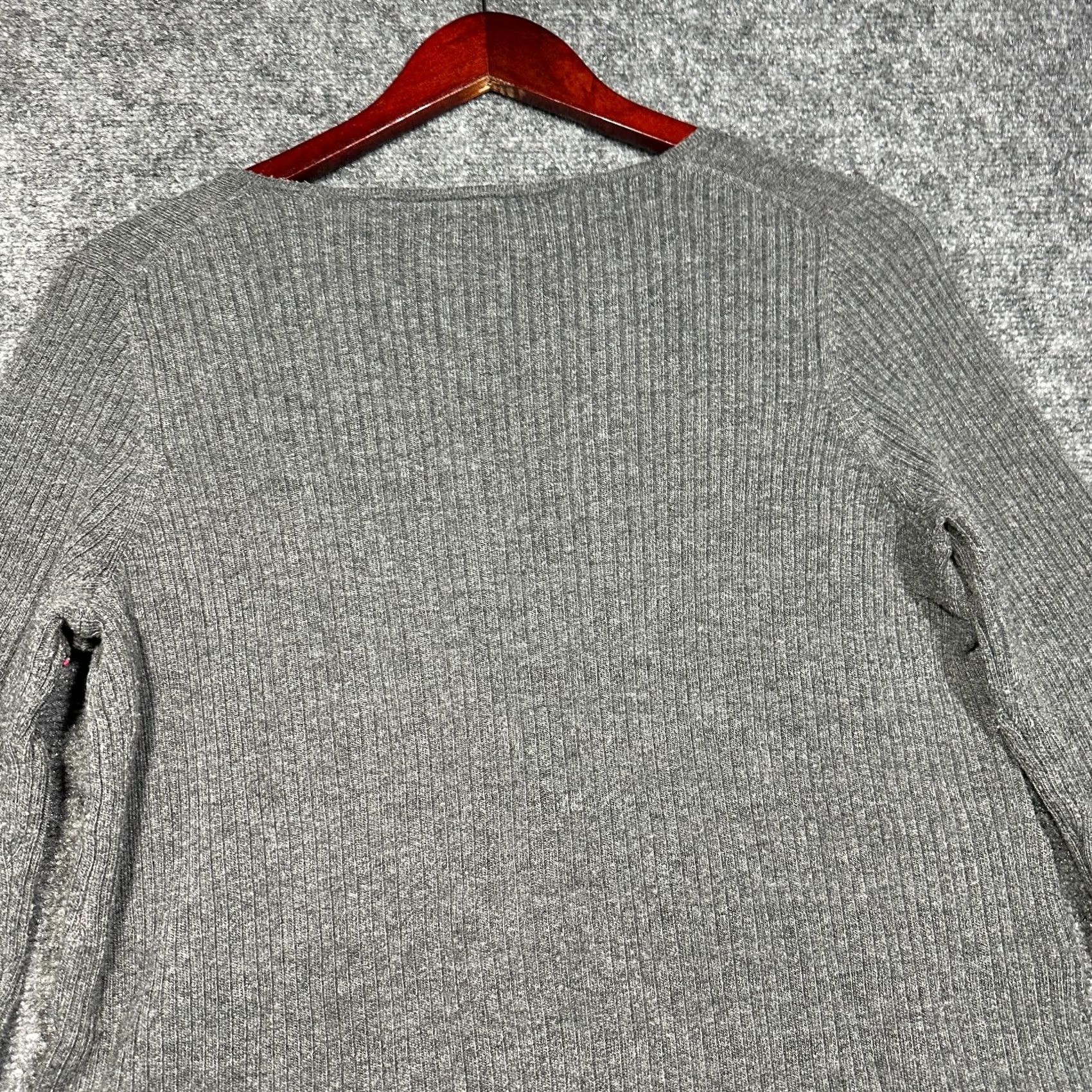 Anthropologie VINTAGE Anthropologie Ett Twa Sweater Womens Small Gray Cable Knit V Neck Split Hem Size S / US 4 / IT 40 - 8 Thumbnail