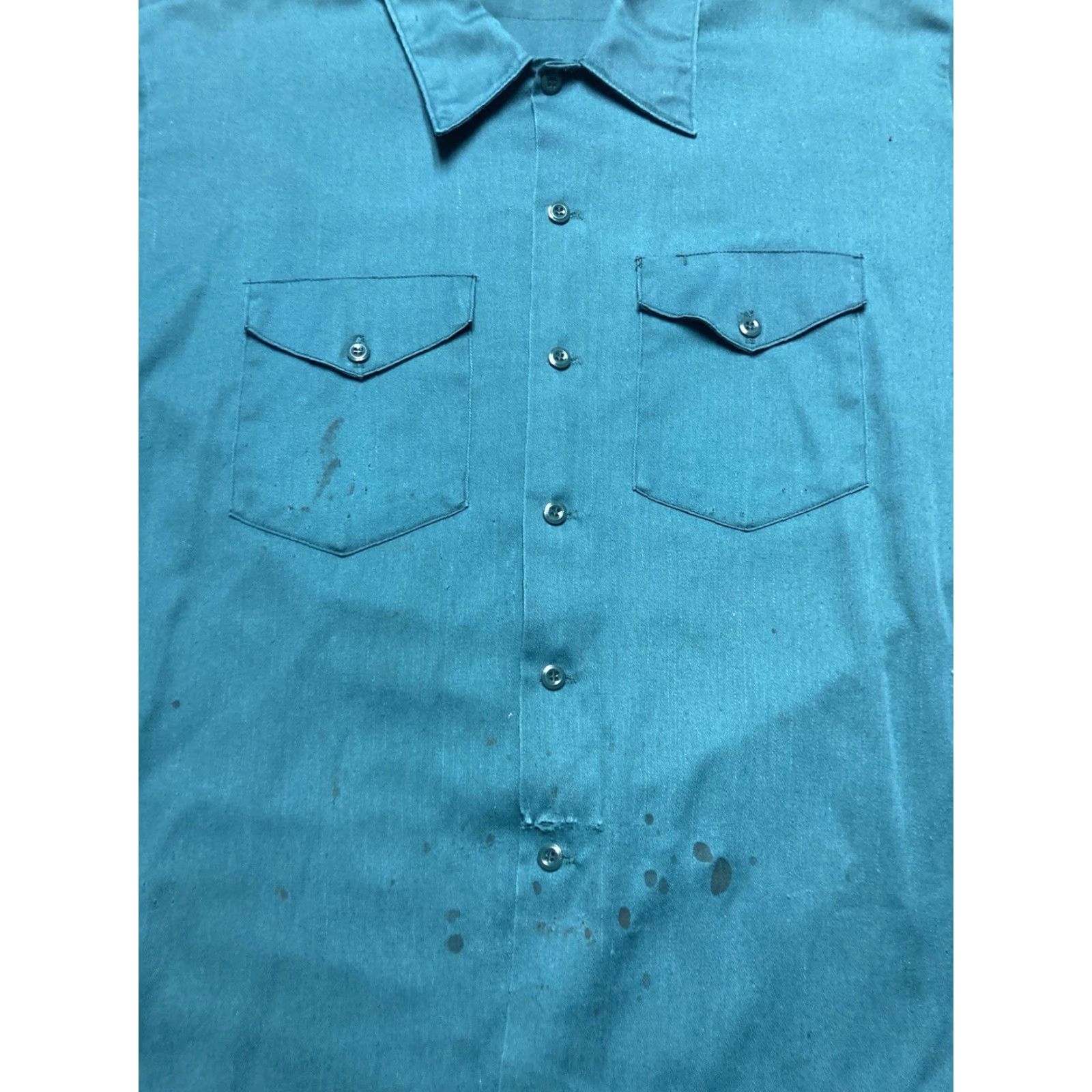 Vintage VINTAGE 70s long sleeve work shirt twill shirt XL distressed Size US XL / EU 56 / 4 - 5 Thumbnail