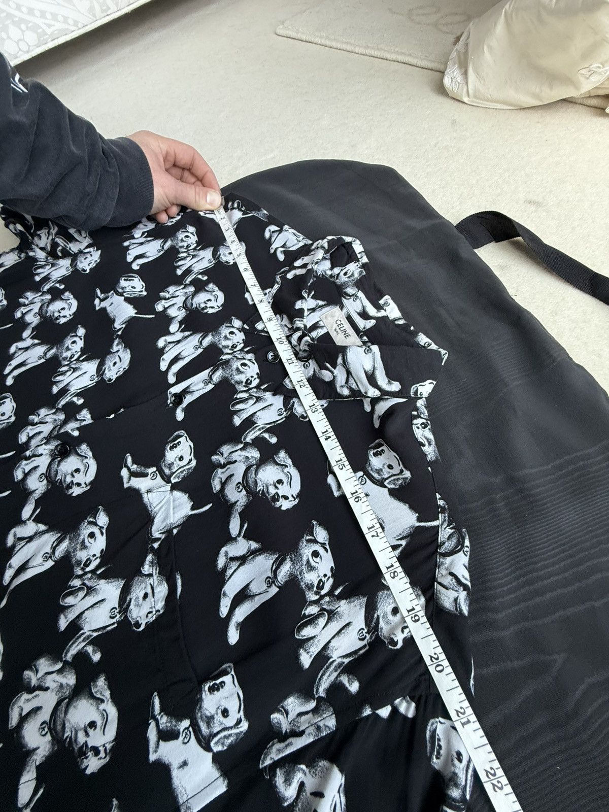 Celine SS22 Celine black white puppy Hawaiian shirt Hedi Slimane Size US S / EU 44-46 / 1 - 5 Thumbnail
