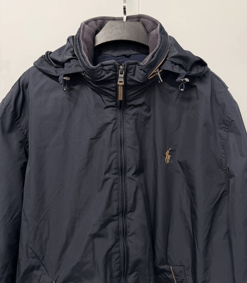 Vintage Polo Ralph Lauren Navy Stow Hood Windbreaker - Sz. L