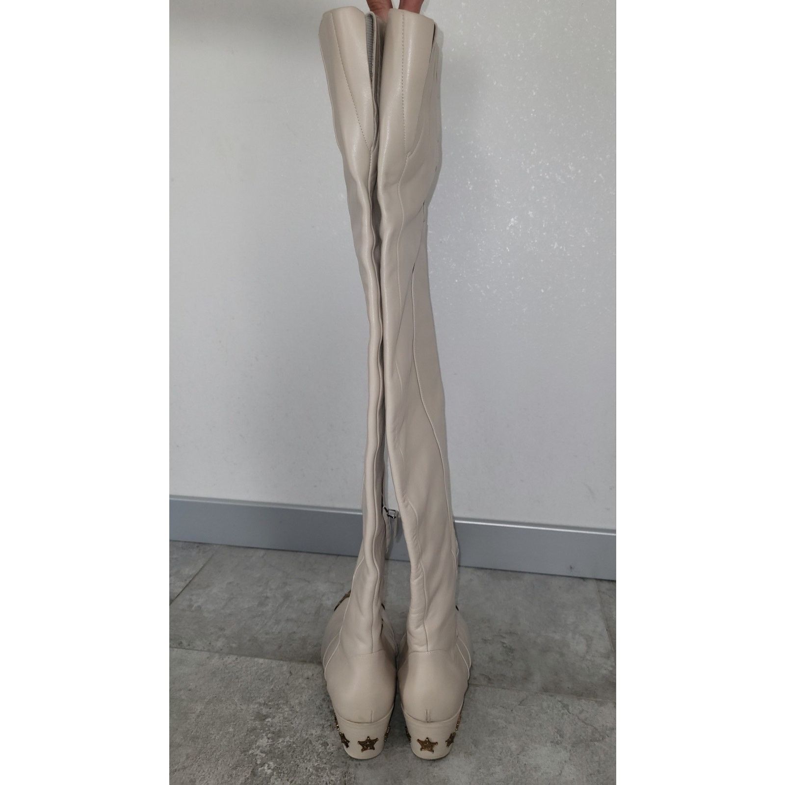 Chanel Chanel Beige Leather Paris Dallas Thigh High Boots Sz. 40 Size US 9 / IT 39 - 8 Thumbnail