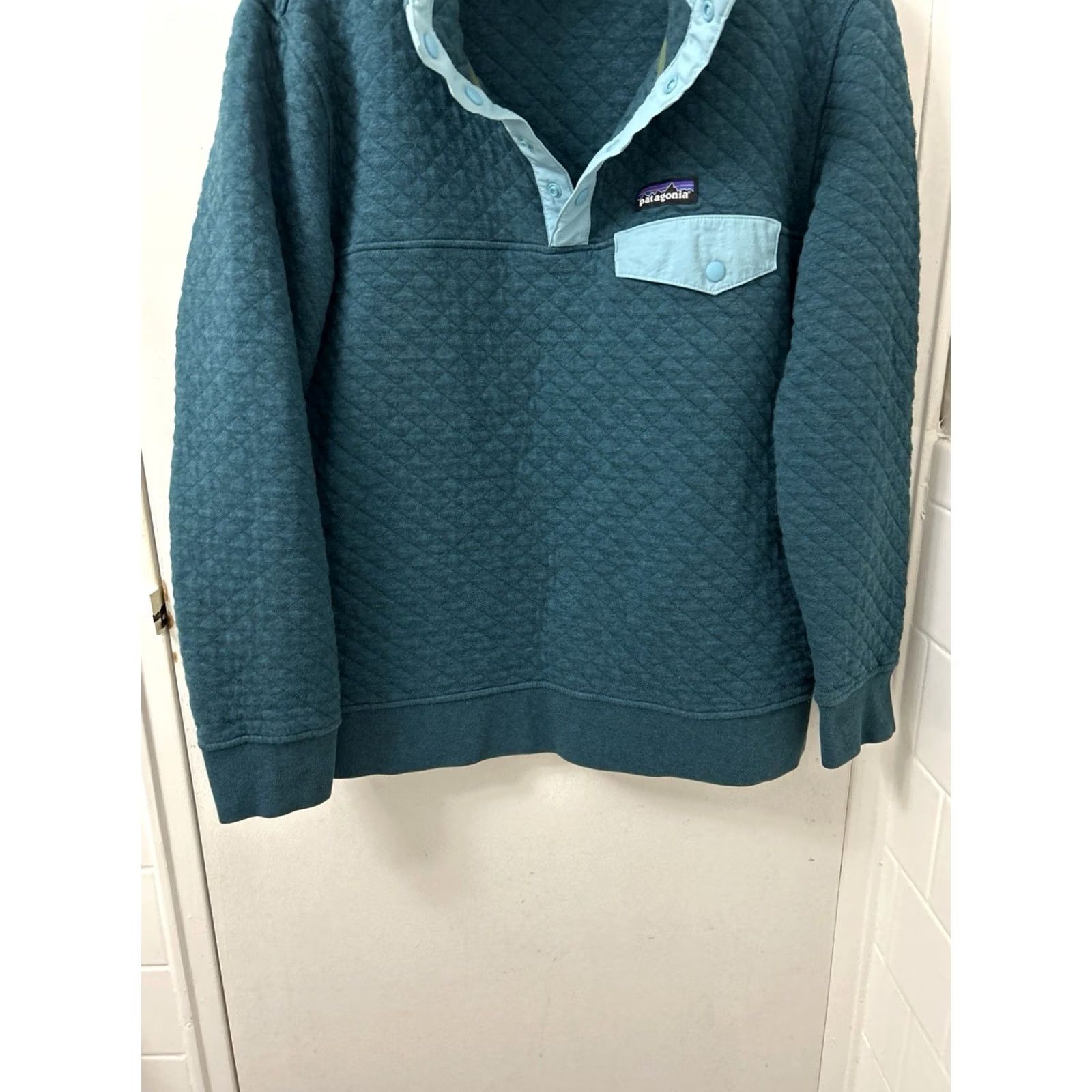 Patagonia Patagonia Organic Cotton Quilt Snap-T Pullover Womens M Teal Jacket L/S 25281 Size M / US 6-8 / IT 42-44 - 3 Thumbnail