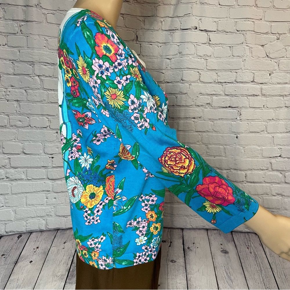 Talbots New Talbots Charming Blossoms Cotton Cardigan Size LP Size L / US 10 / IT 46 - 5 Thumbnail