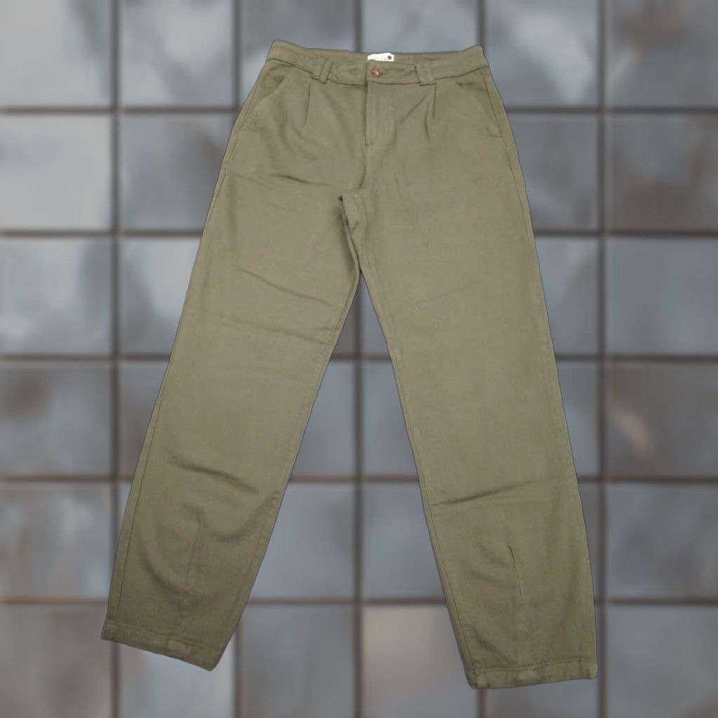 Vintage Sezane Womens High Rise Green Denim Jeans 40 Regular Tapered Barrel Leg Cotton Blend Stretch Size 27" / US 4 / IT 40 - 1 Thumbnail