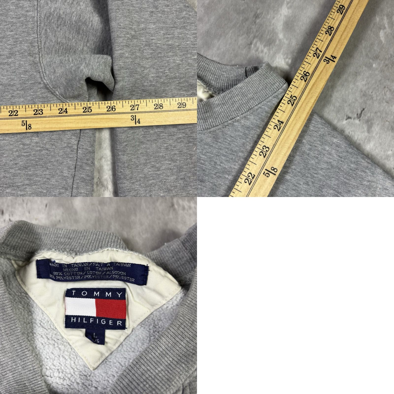 Tommy Hilfiger VINTAGE Tommy Hilfiger Sweatshirt Crewneck Embroidered Adult Large Gray 90s Men's Pullover Heavyweight Graphic Print Cotton Fleece Size US L / EU 52-54 / 3 - 8 Thumbnail