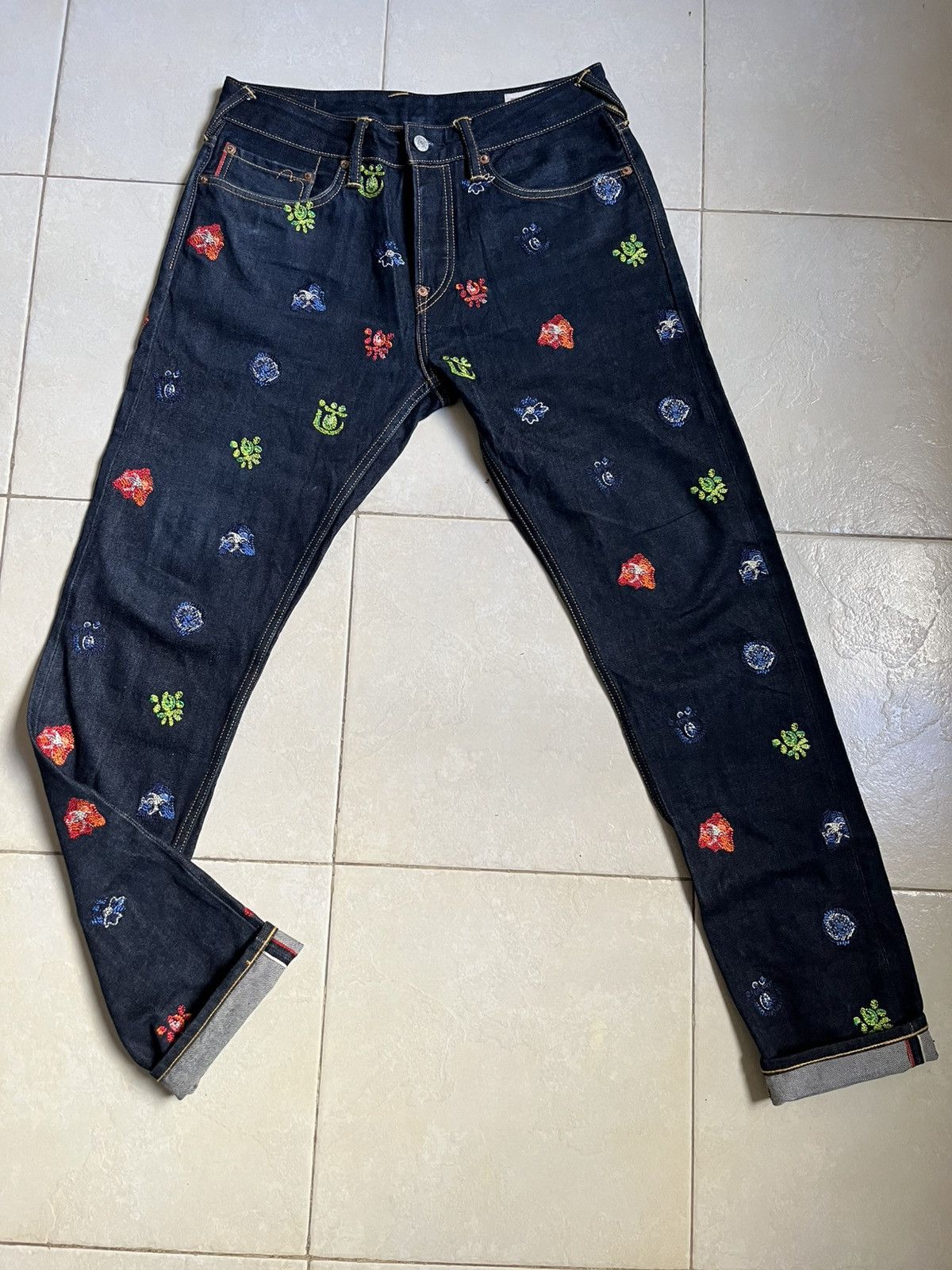 Evisu Evisu diacock selvedge embroided denim Size US 33 - 2 Thumbnail