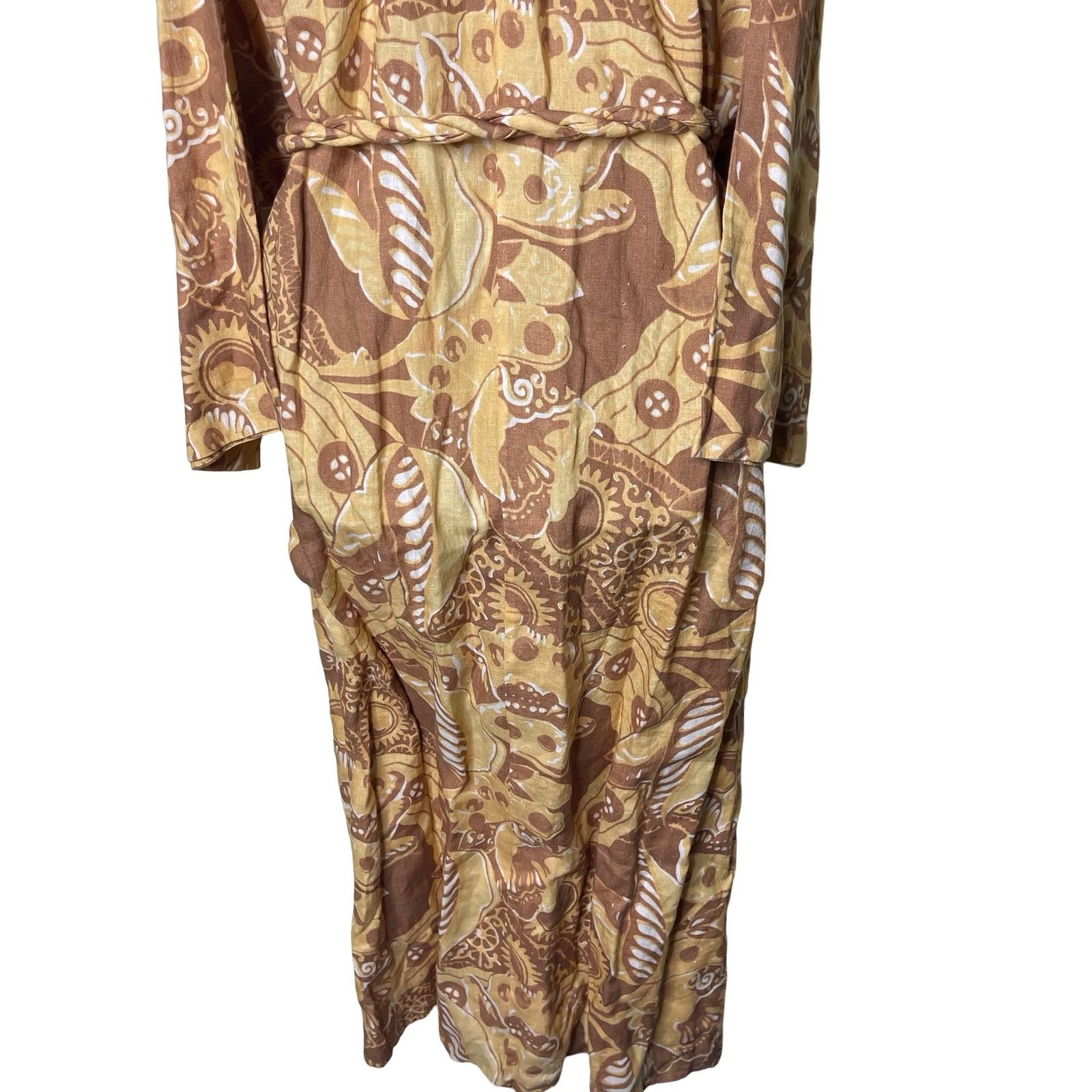Mara Hoffman MARA HOFFMAN Lysa 100% Linen Belted Dress In Yellow Multi 3X Size 3XL / US 20-22 - 14 Thumbnail