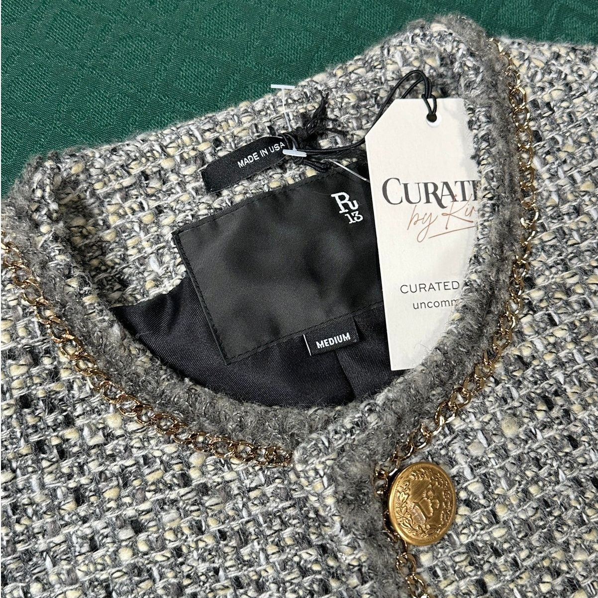 R13 R13 Slouch Embellished Tweed Jacket Gray Oversized Size M Size M / US 6-8 / IT 42-44 - 3 Thumbnail