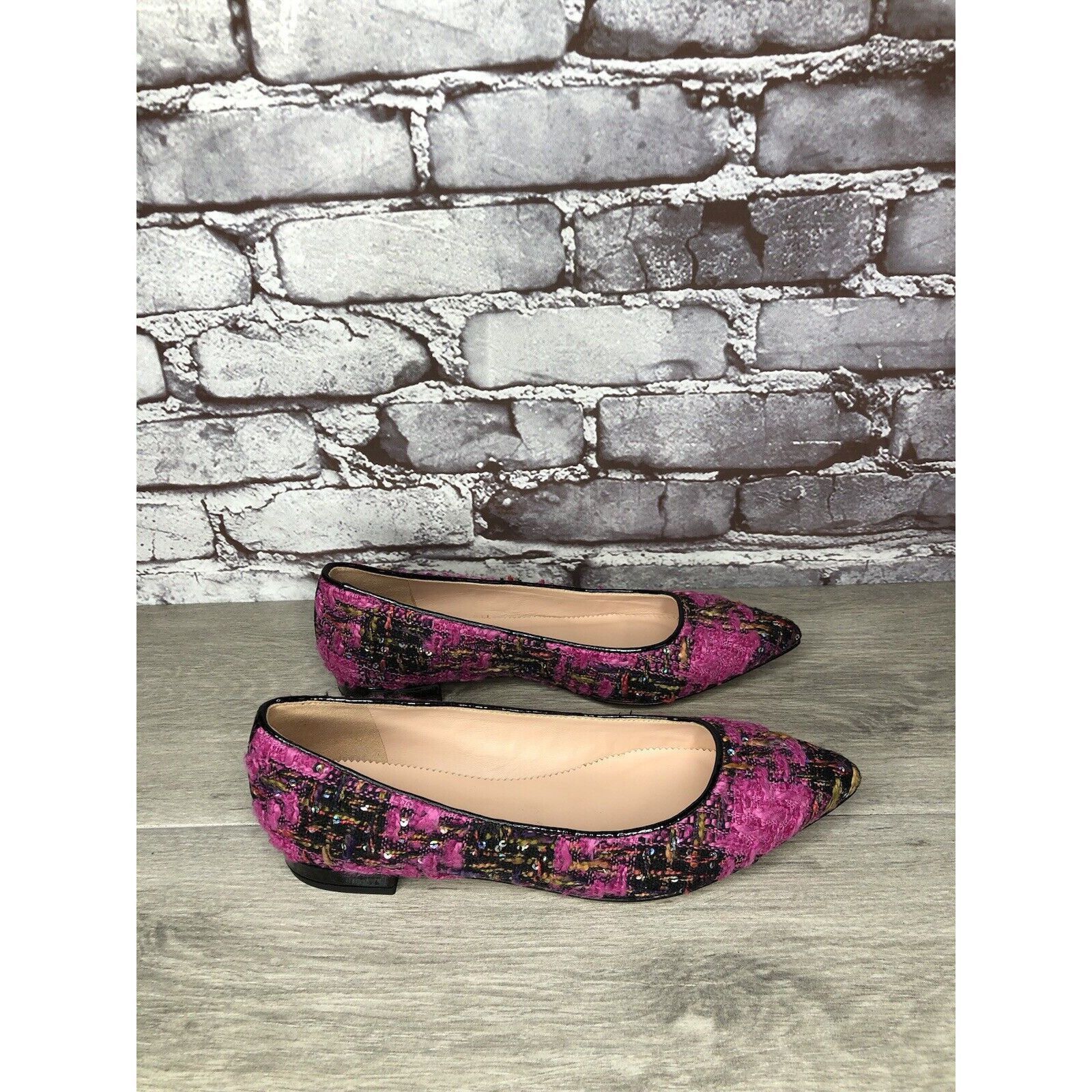 J.Crew J. Crew K2904 Pink Fresh Berry Tweed Pointed Toe Flats Women Size US 7 / IT 37 - 3 Thumbnail