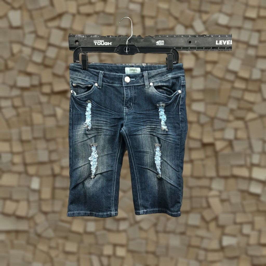 Denime Discovery Clothing Bermuda Shorts Junior Size 7 Mid Rise Dark Blue Denim Jean Size 28" / US 6 / IT 42 - 1 Thumbnail