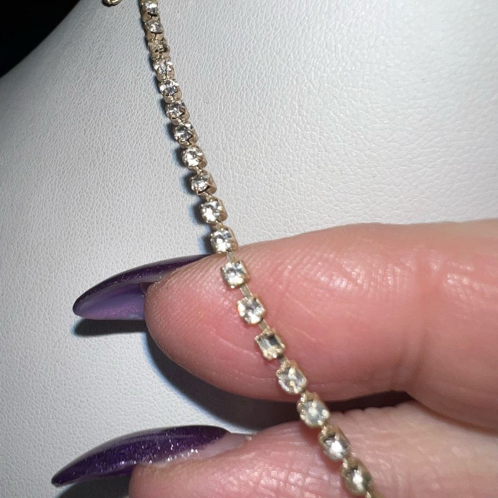 Vintage Vintage 80s Prong Set Rhinestone V Necklace (see pics and de Size ONE SIZE - 5 Thumbnail